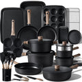 CAROTE 44pcs Nonstick Kitchen Titanium Cookware Sets, Nonstick Pots and Pans, Induction Cookware Set Kitchen Cooking Sets, Non Stick w/Frying Pan,Black