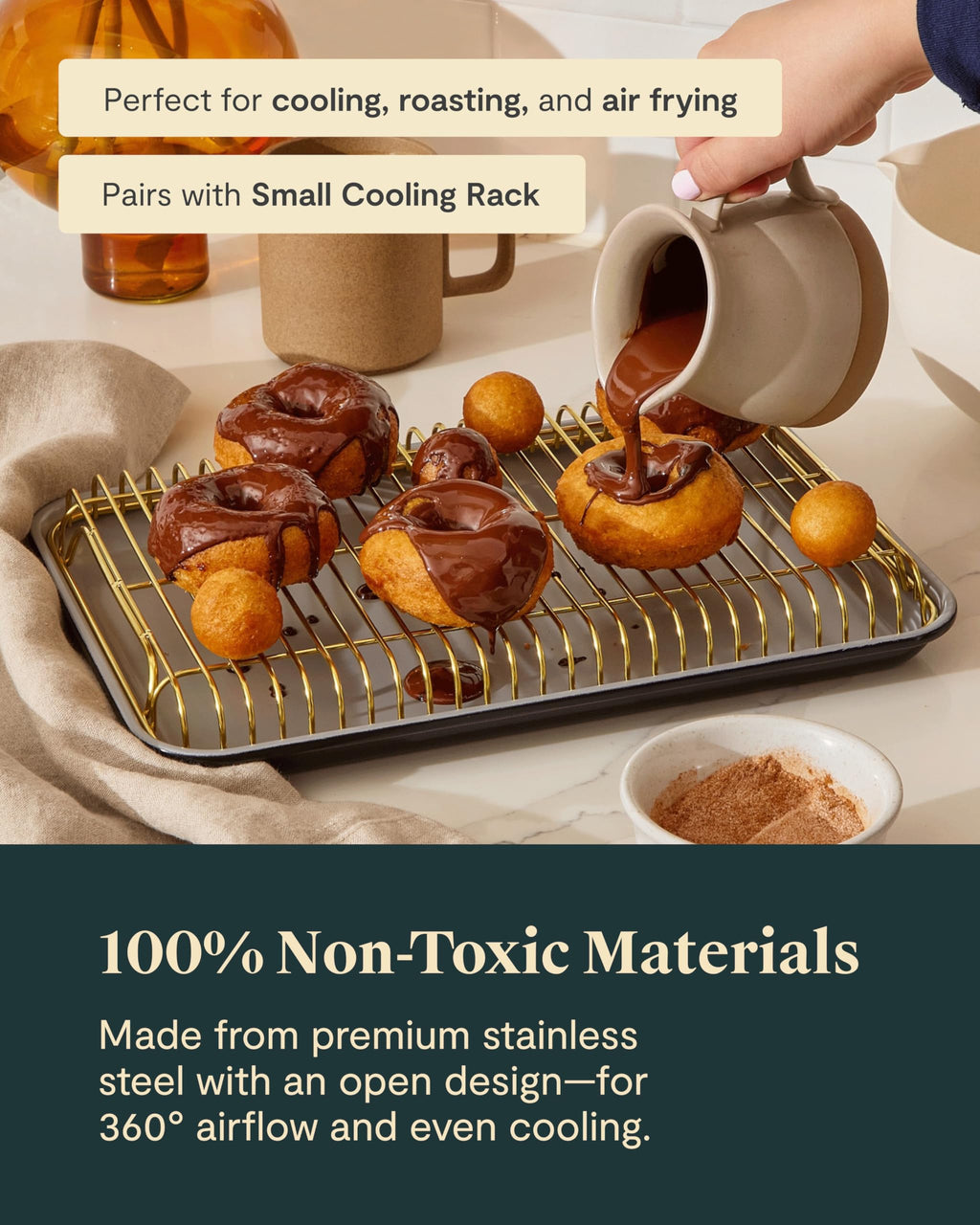 Caraway Stainless Steel Cooling Rack - 18" x 13" - For Cooling Baked Goods, Icing, & More - Designed to Fit Into Our Large Baking Sheet