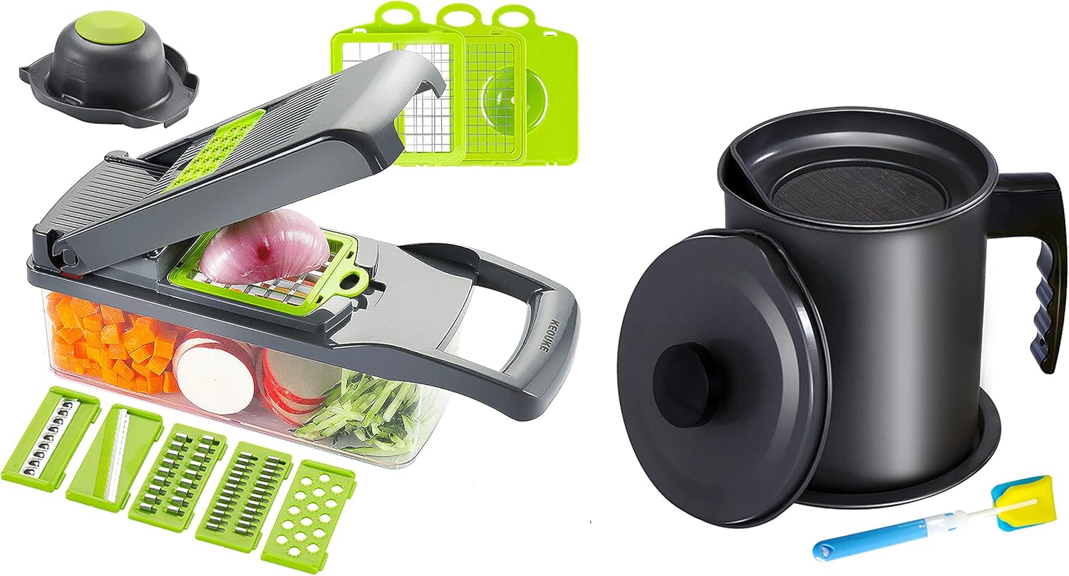 KEOUKE Vegetable Chopper Slicer + Bacon Grease Container