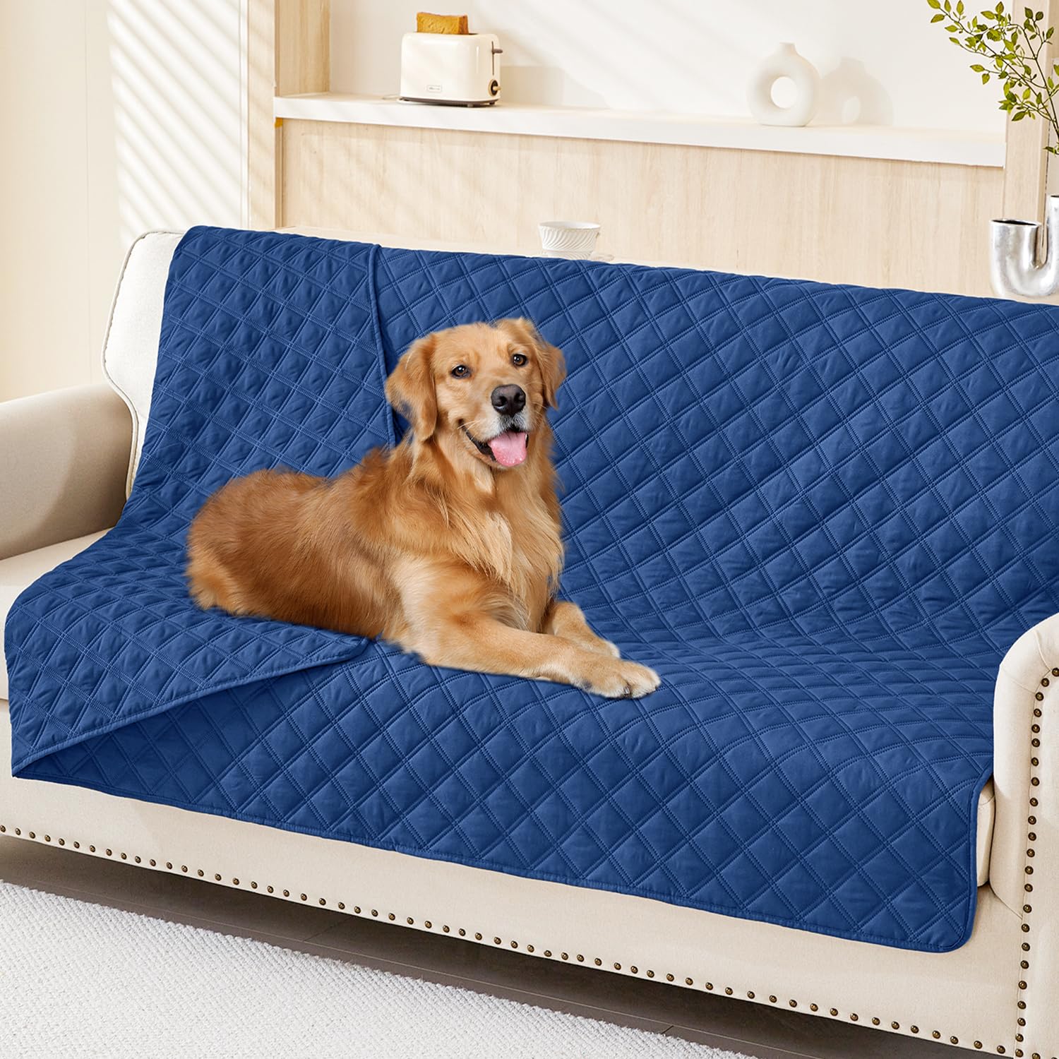 Smiry Waterproof Couch Covers for Dogs Washable, Reversible Pet Couch Covers for 3 Cushion Sofa Pet Friendly, Soft Sofa Furniture Protector for Dogs Cat Kids, Checkered (30"x70", Grey/Dark Grey)