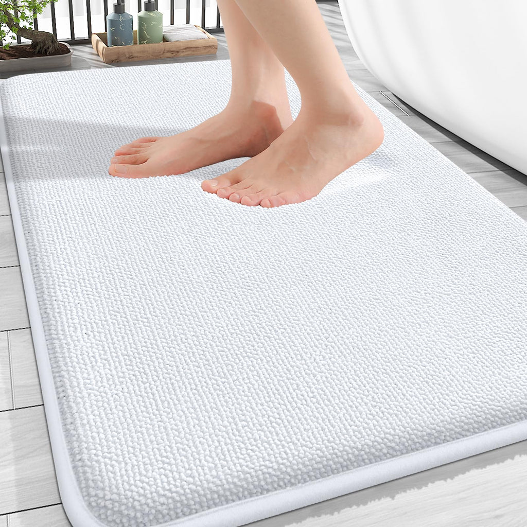 OLANLY Thick Memory Foam Bath Mat Rug 30x20, Extra Soft Absorbent Bathroom Rugs, Quick Dry Bath Mats, Non-Slip, Machine Washable Carpet for Bathroom, Tub and Shower, Home Decor Accessories, Grey