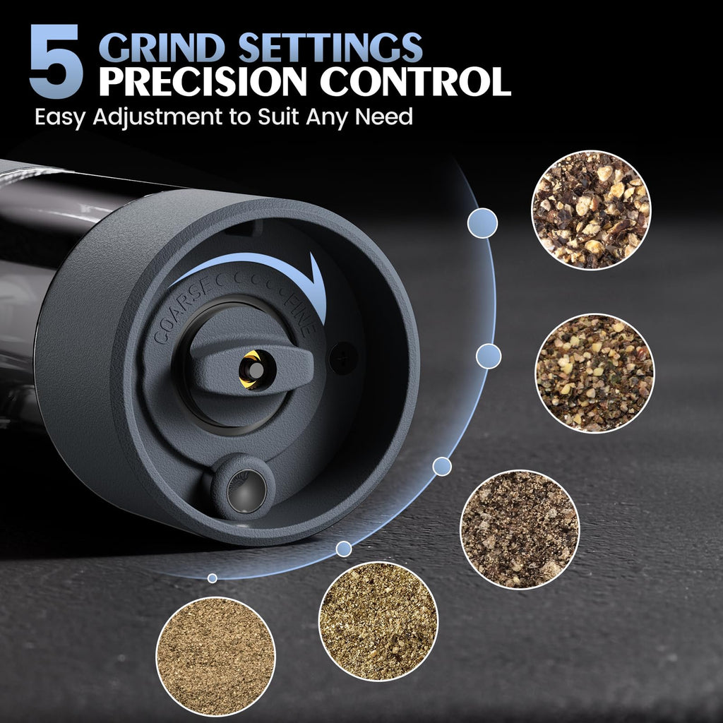 Electric Salt and Pepper Grinder Set Automatic Battery Pepper Mill Shakers Adjustable Coarseness Upgraded Larger Capacity with Led Home and Kitchen Appliances Birthday Gifts for Women Mom