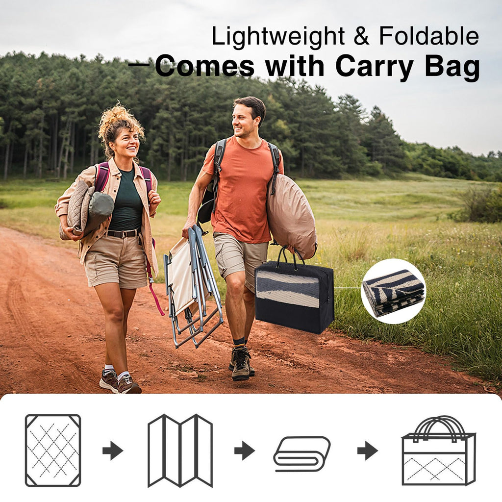 OLANLY Waterproof Outdoor Rug 5x8 ft, Reversible Outdoor Plastic Straw Rug with Leaf Pattern, RV Mat, Indoor Outdoor Carpet for Patio, Camping, Balcony, Deck, Backyard, Grey & White