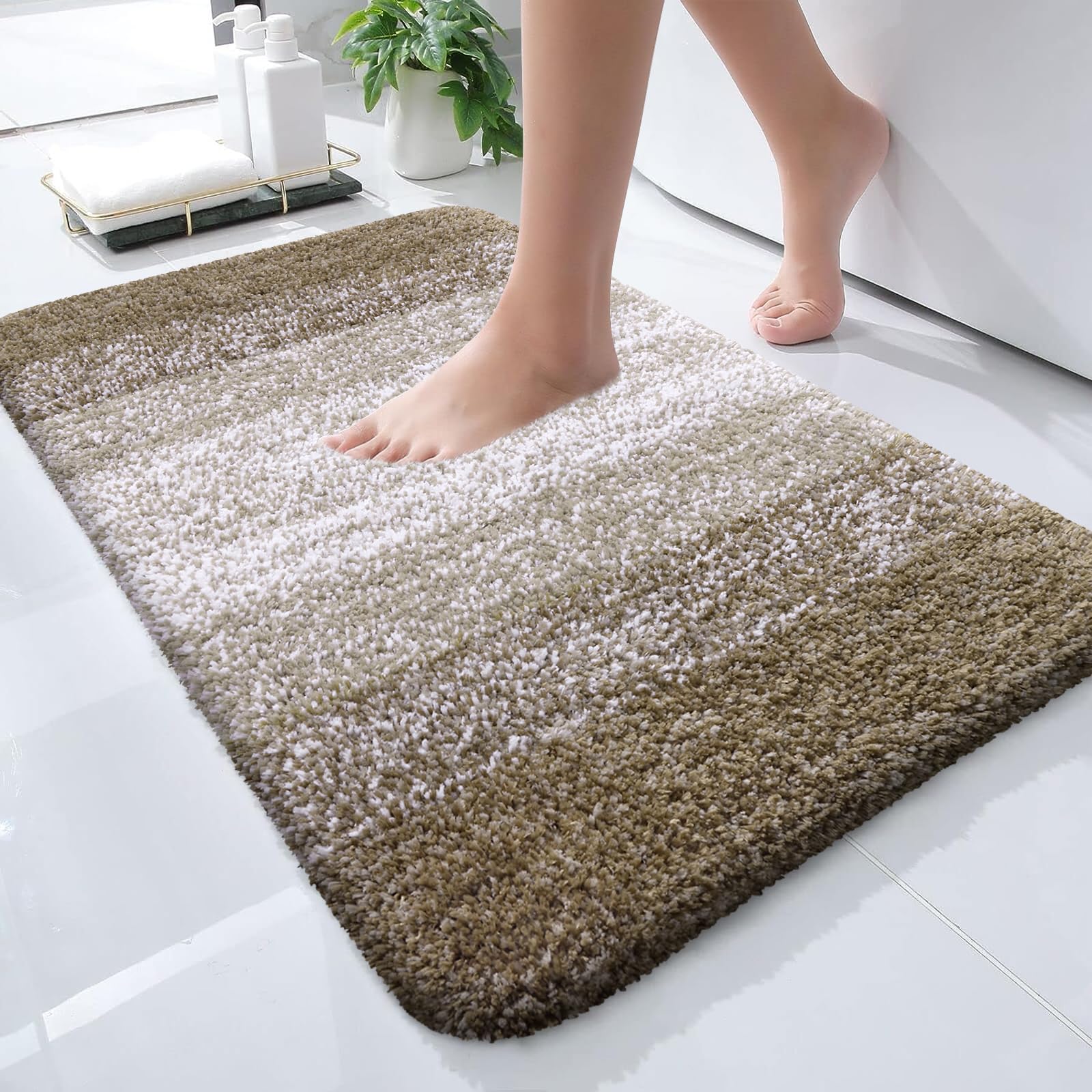 OLANLY Bathroom Rugs Mat 30x20, Extra Soft Absorbent Microfiber Bath Rugs, Rubber Backing, Quick Dry, Machine Washable Bath Mats for Bathroom Floor, Tub and Shower, Home Decor Accessories, Grey