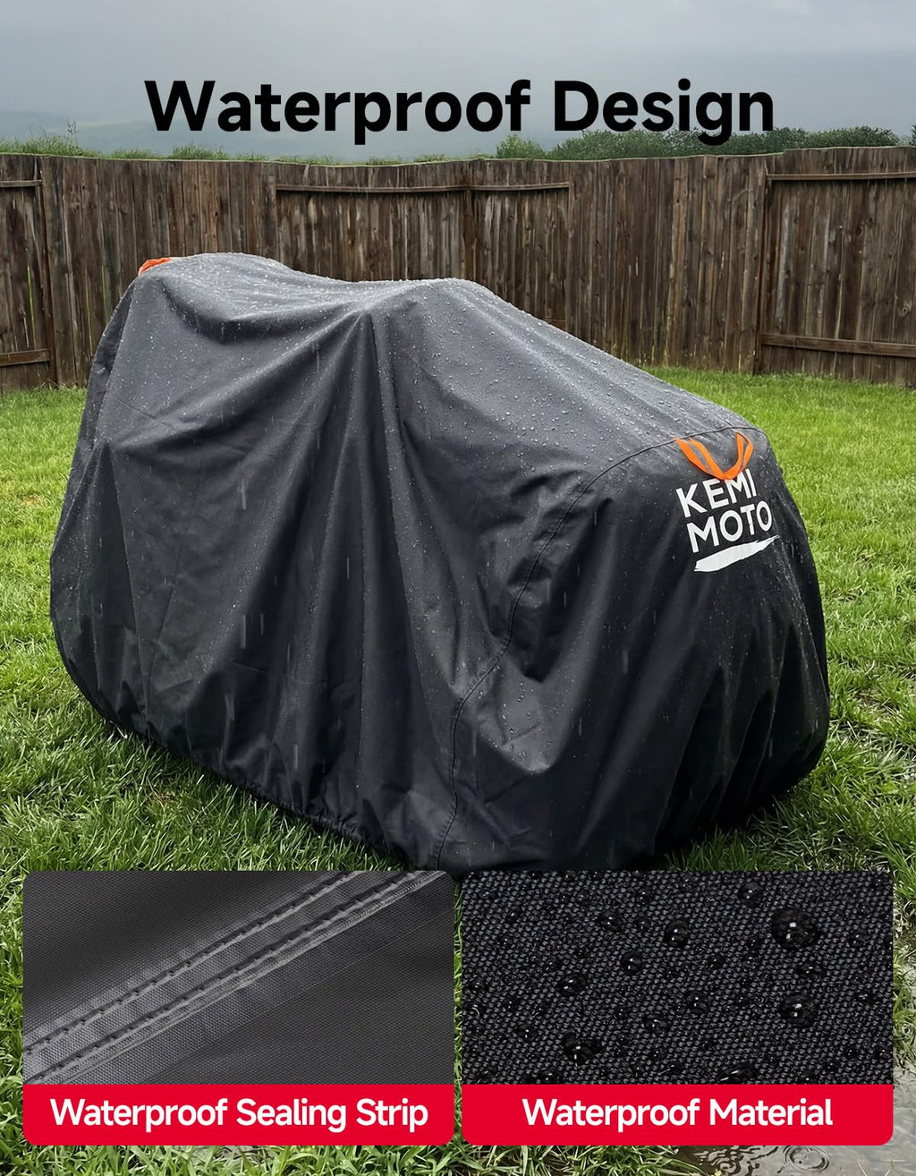 KEMIMOTO Riding Lawn Mower Cover with Windproof Buckle, Universal Fit for Riding Lawnmowers with decks up to 54'', Compatible with John Deere, Husqvarna, Cub Cadet, Toro, Ryobi, 420D Oxford