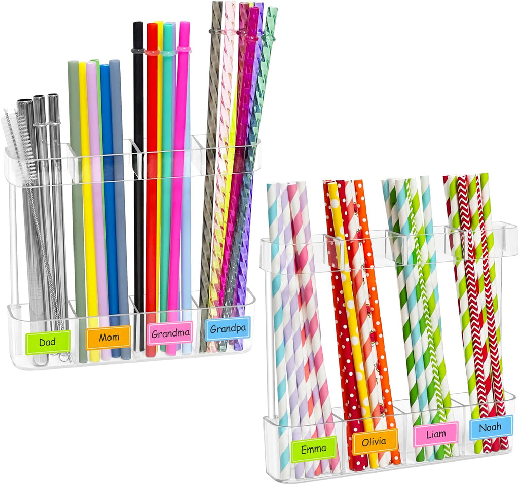 Homecor Silverware Organizer - Expandable Large Kitchen Drawer Organizer Utensil Organizer with 2 Removable Knife Blocks & 2 PACK Acrylic Straw Holder for Cabinet Door