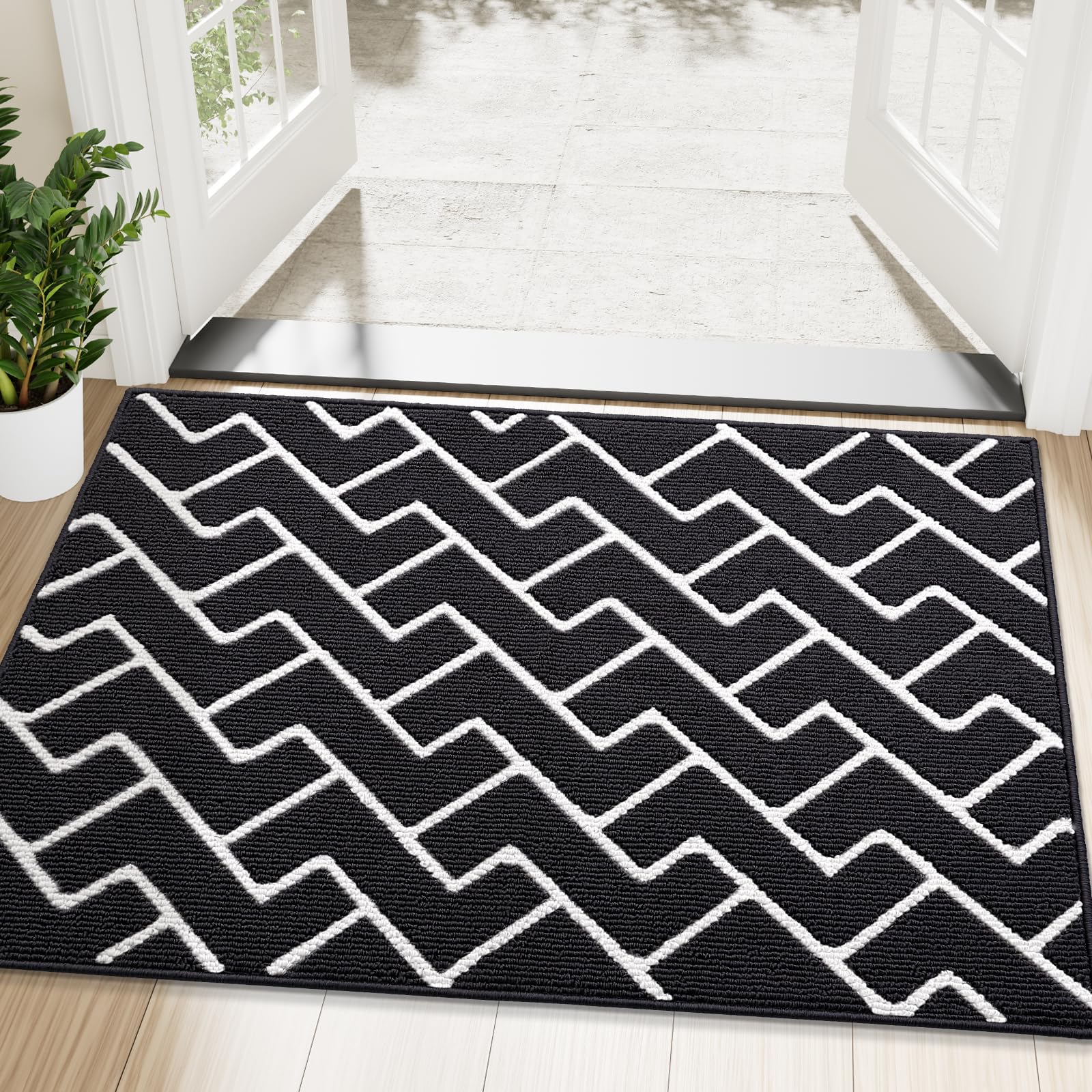 OLANLY Front Door Mat, Non-Slip Rubber Backing, Dirt Resistant and Absorbent, Washable, Easy to Clean Low-Profile Indoor Doormat for Back Door, Entryway, Inside Entrance, 32x20, Grey