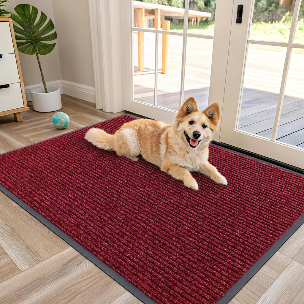 OLANLY Front Door Mat Indoor Outdoor Entrance, Waterproof Heavy Duty Doormat, Fade Resistant, Low Profile, Easy Clean Patio Porch Welcome Floor Mats for Entry, 29.5x17, Grey