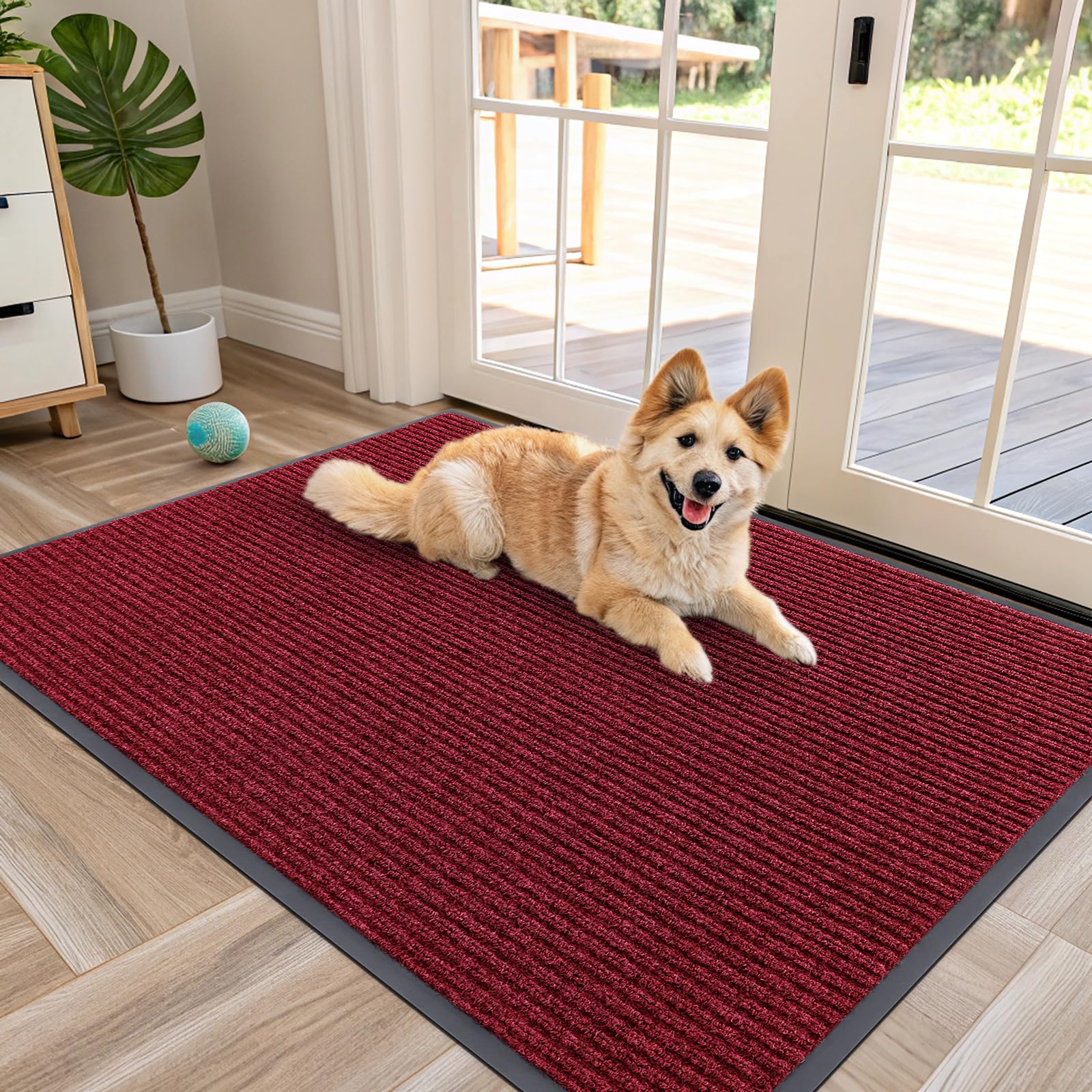 OLANLY Front Door Mat Indoor Outdoor Entrance, Waterproof Heavy Duty Doormat, Fade Resistant, Low Profile, Easy Clean Patio Porch Welcome Floor Mats for Entry, 29.5x17, Grey