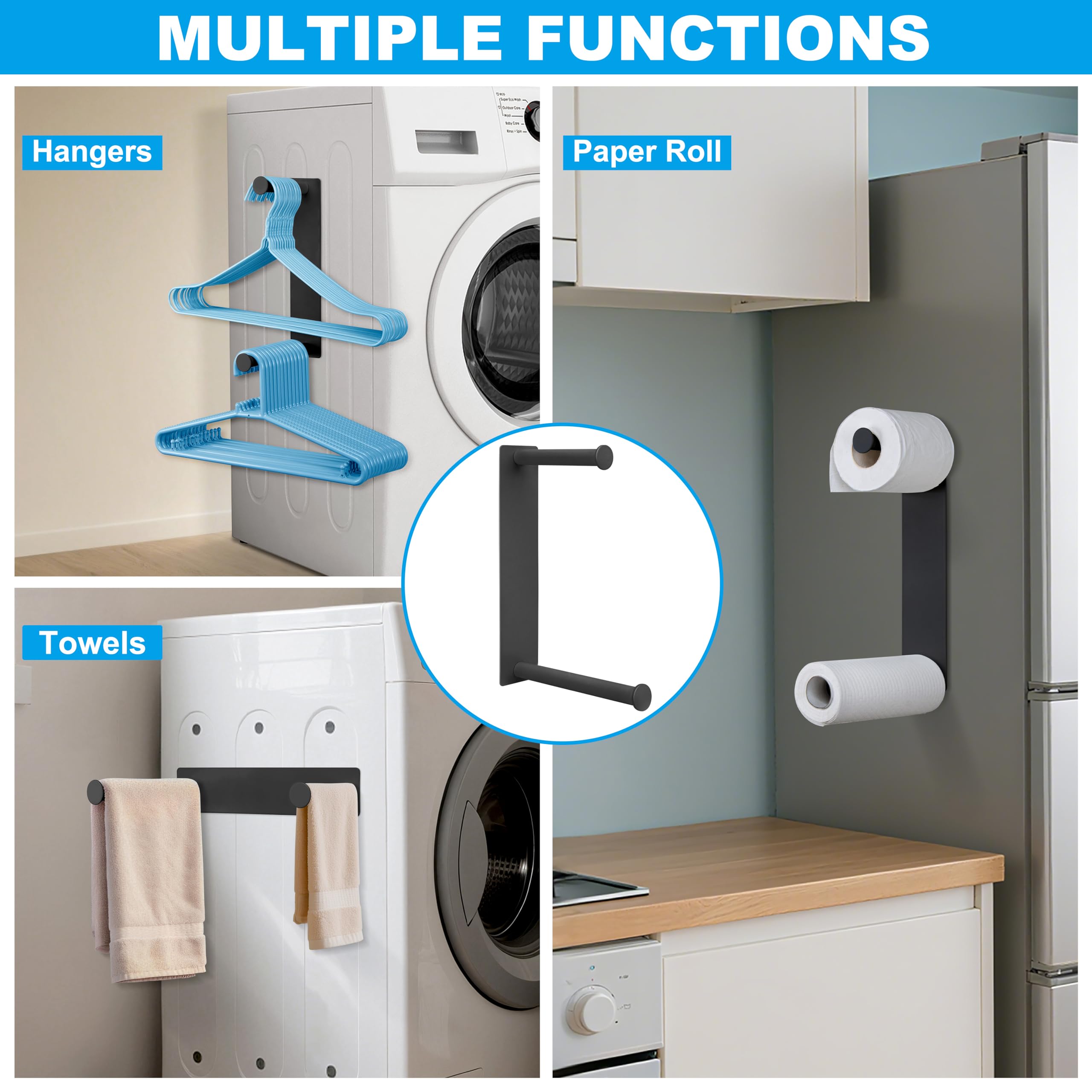 RedCall Magnetic Hanger Organizer for Washing Machine,Strong Magnet Hanger Storage Rack for Laundry Room Organization,Stacker Holder (White)