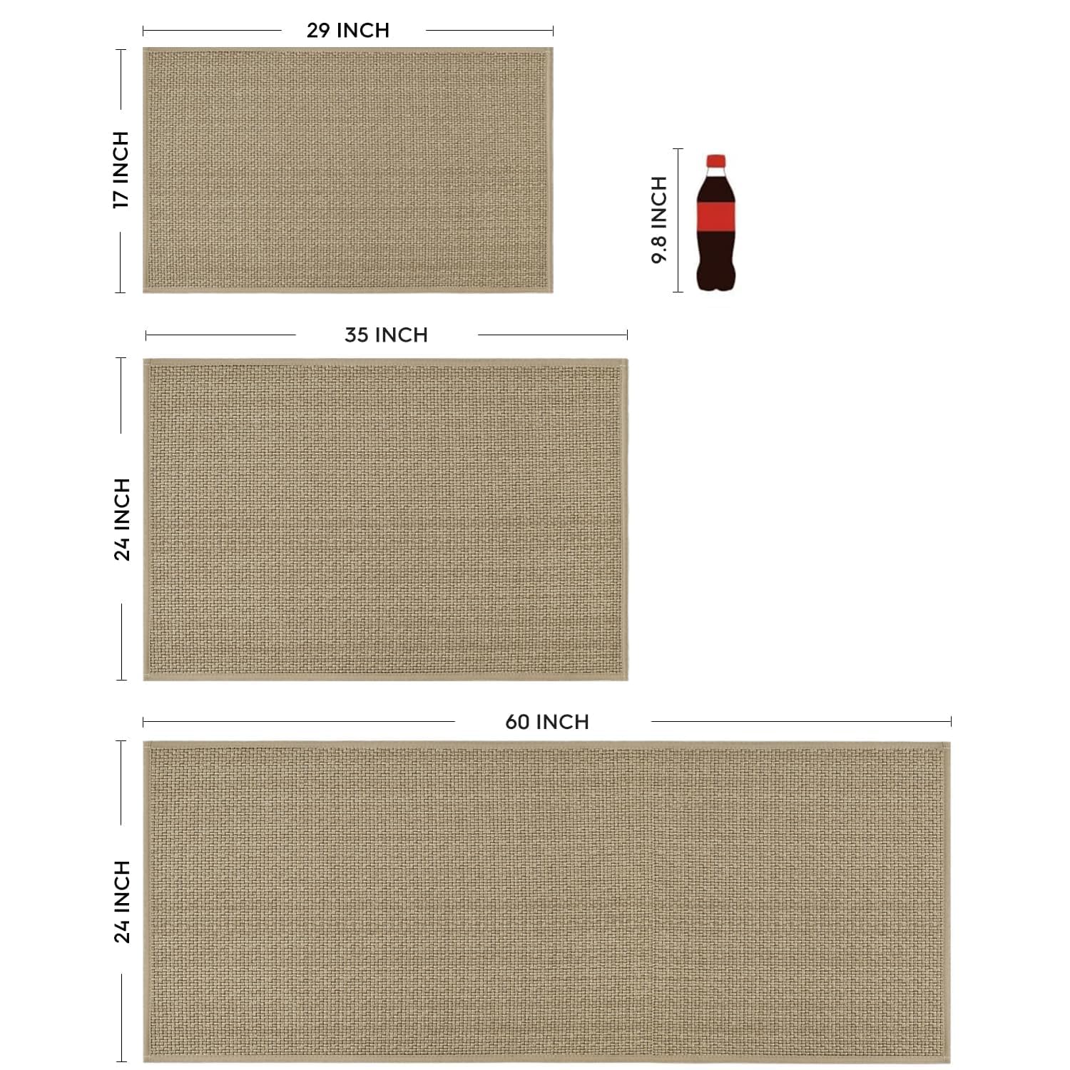 Artoid Mode Washable Non Slip Kitchen Rugs and Mats Set of 2, Rubber Backing Absorbent Kitchen Mats for Floor Front of Sink - 17x29 and 17x47 Inch