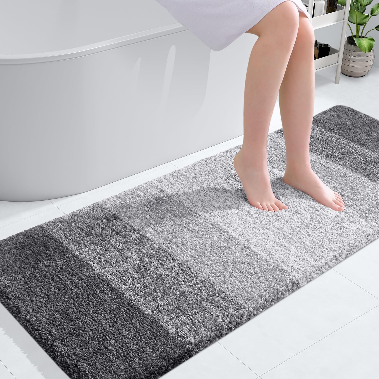 OLANLY Bathroom Rugs Mat 30x20, Extra Soft Absorbent Microfiber Bath Rugs, Rubber Backing, Quick Dry, Machine Washable Bath Mats for Bathroom Floor, Tub and Shower, Home Decor Accessories, Grey