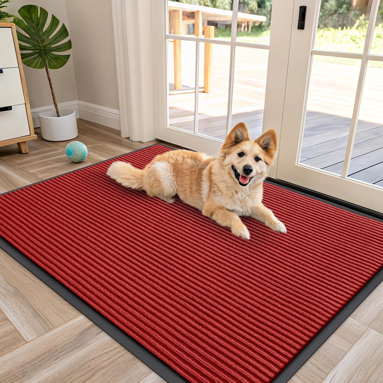 OLANLY Front Door Mat Indoor Outdoor Entrance, Waterproof Heavy Duty Doormat, Fade Resistant, Low Profile, Easy Clean Patio Porch Welcome Floor Mats for Entry, 29.5x17, Grey