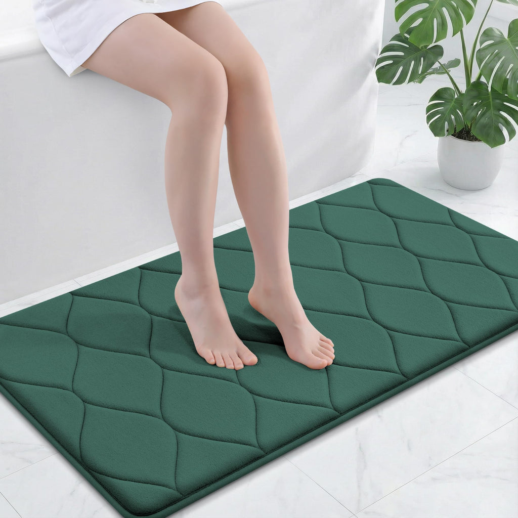 Smiry Memory Foam Bath Mat 30''x20'', Ultra Soft Non-Slip Bathroom Rug, Plush Water Absorbent Quick Dry and Machine Washable Floor Mat for Shower, Tub & Home Decor, Grey