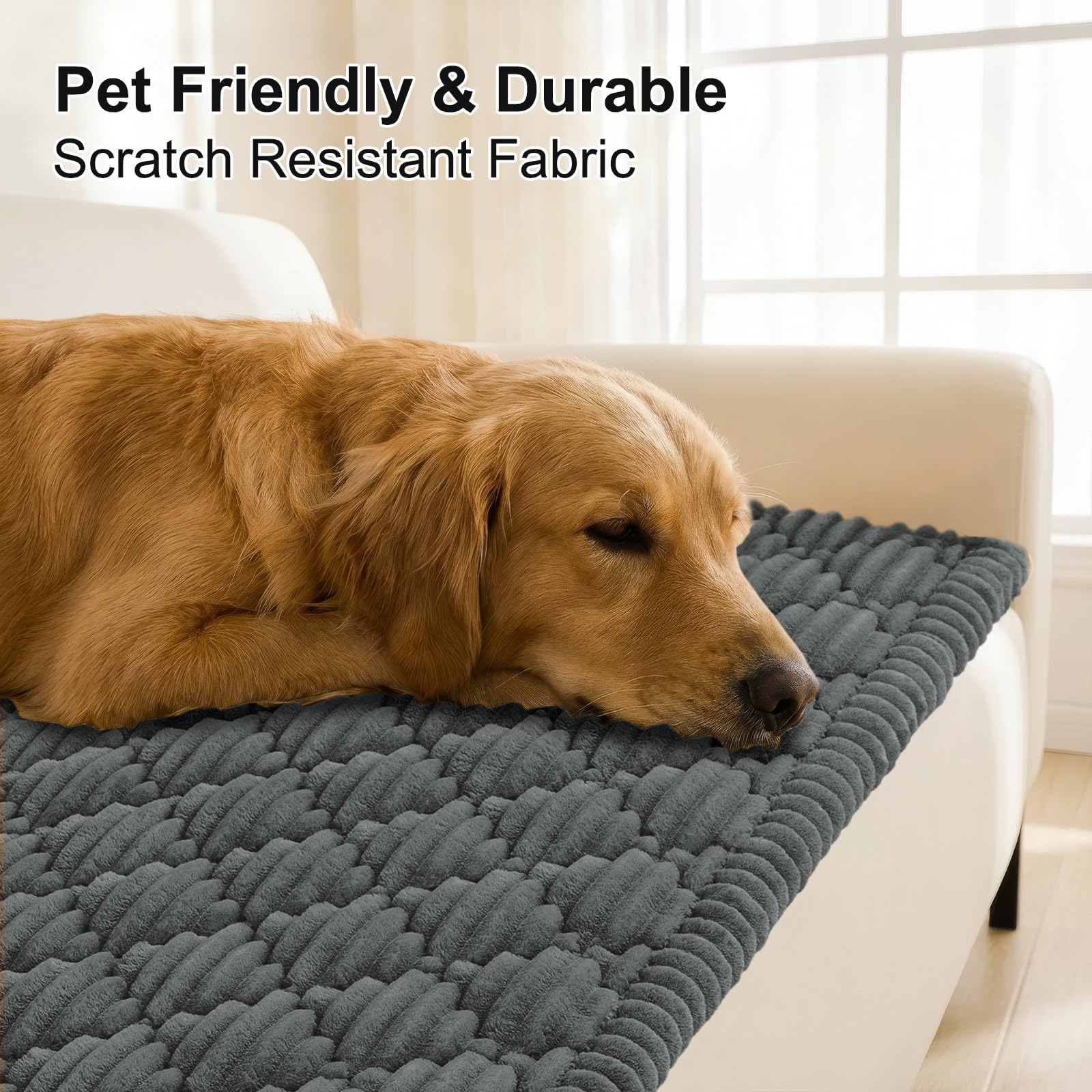 Smiry Pet Couch Cover for Dogs Washable, Non-Slip Fuzzy Couch Covers for 3 Cushion Sofa Pet Friendly, Soft Thick Furniture Protector Sofa Slipcover Mat for Dogs (Camel, 27.6" x 59")
