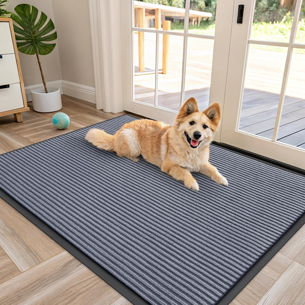 OLANLY Front Door Mat Indoor Outdoor Entrance, Waterproof Heavy Duty Doormat, Fade Resistant, Low Profile, Easy Clean Patio Porch Welcome Floor Mats for Entry, 29.5x17, Grey