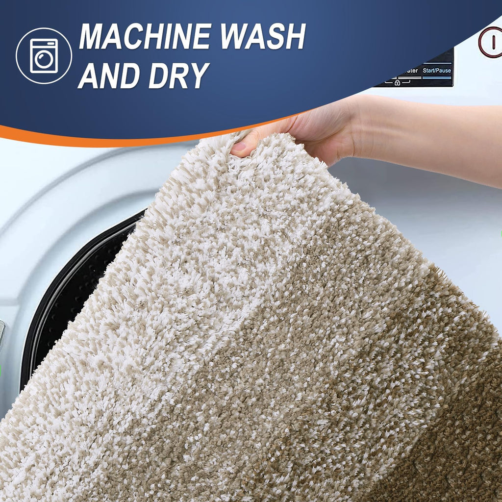 OLANLY Bathroom Rugs Sets 3 Piece, Soft Microfiber Absorbent Bath Mat, U-Shaped Contour Toilet Mat and Toilet Lid Cover, Quick Dry, Machine Washable, Toilet Cover and Rug Set for Bathroom, Grey