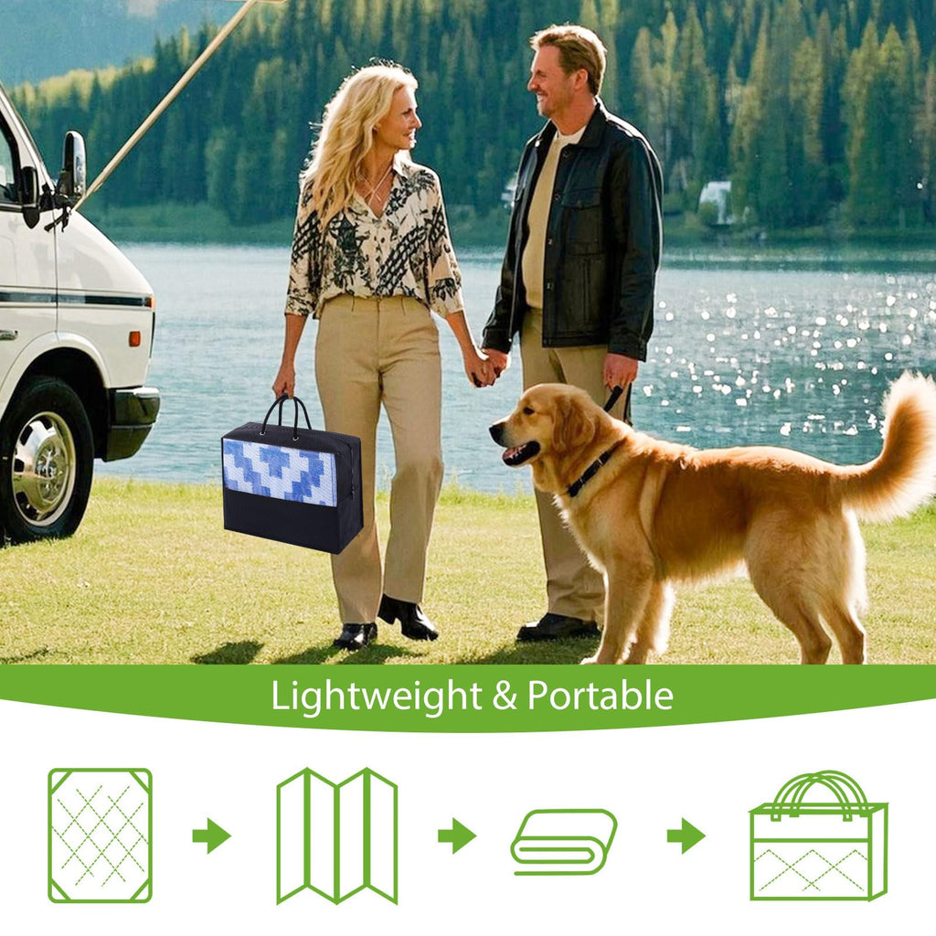 Smiry Waterproof Outdoor Rug 5x8 ft, Reversible Plastic Straw Patio Camping Rugs, Outdoor Indoor RV Mat Carpet for Patio, Outside Entry, Backyard, Deck, Bench, Picnic, Camper, Black & Beige