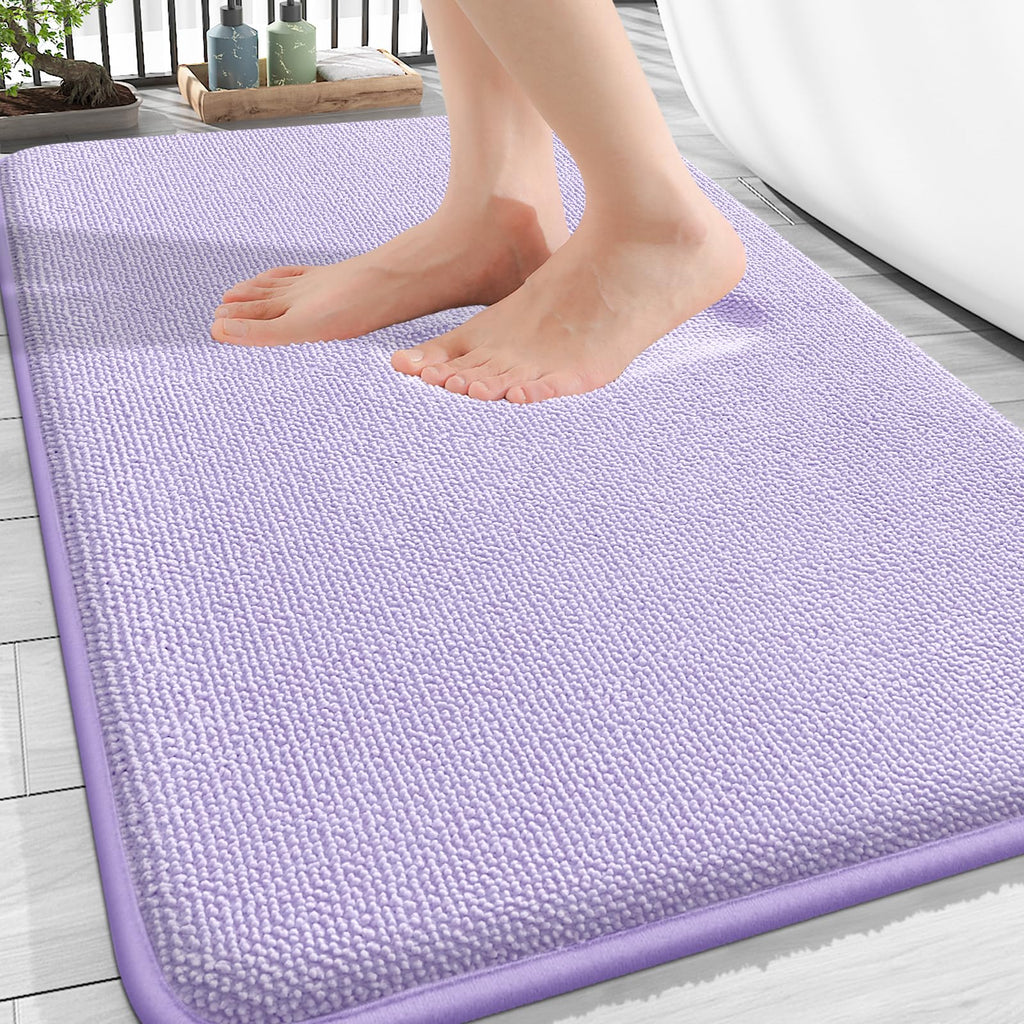 OLANLY Thick Memory Foam Bath Mat Rug 30x20, Extra Soft Absorbent Bathroom Rugs, Quick Dry Bath Mats, Non-Slip, Machine Washable Carpet for Bathroom, Tub and Shower, Home Decor Accessories, Grey