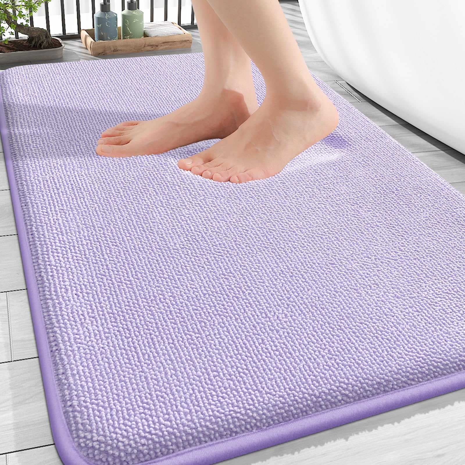 OLANLY Thick Memory Foam Bath Mat Rug 30x20, Extra Soft Absorbent Bathroom Rugs, Quick Dry Bath Mats, Non-Slip, Machine Washable Carpet for Bathroom, Tub and Shower, Home Decor Accessories, Grey