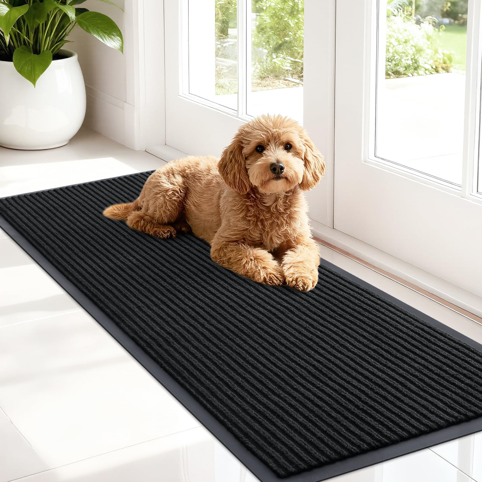 OLANLY Front Door Mat Indoor Outdoor Entrance, Waterproof Heavy Duty Doormat, Fade Resistant, Low Profile, Easy Clean Patio Porch Welcome Floor Mats for Entry, 29.5x17, Grey