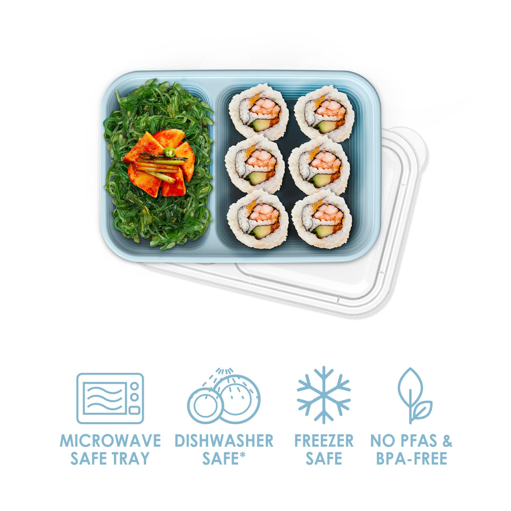 Bentgo Prep - 2-Compartment Snack Containers with Lids - Reusable, Microwaveable, Durable, PFAS & BPA-Free, Freezer, & Dishwasher-Safe Meal Prep Food Storage - 10 Trays & 10 Lids (Basil Glitter)