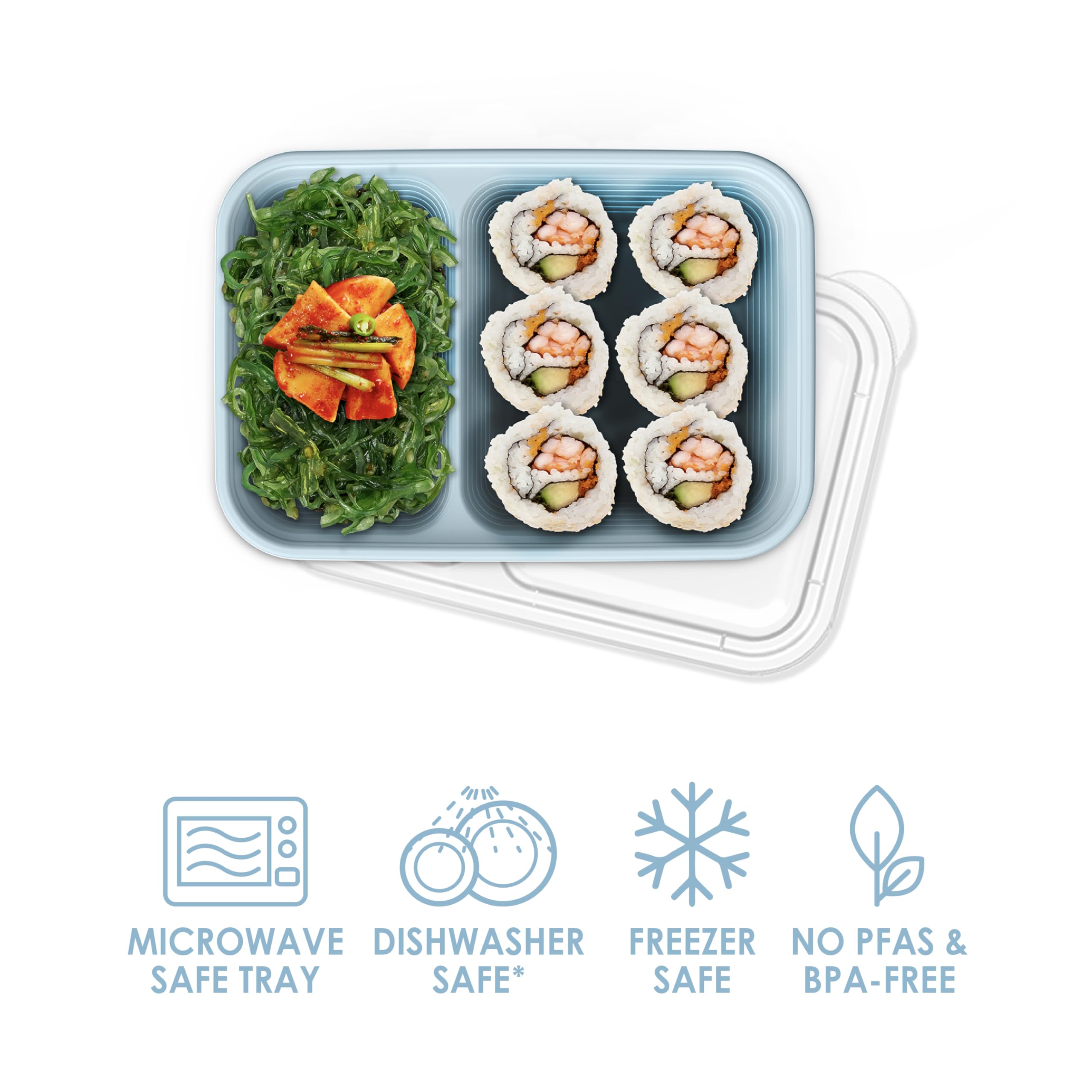 Bentgo Prep - 2-Compartment Snack Containers with Lids - Reusable, Microwaveable, Durable, PFAS & BPA-Free, Freezer, & Dishwasher-Safe Meal Prep Food Storage - 10 Trays & 10 Lids (Basil Glitter)