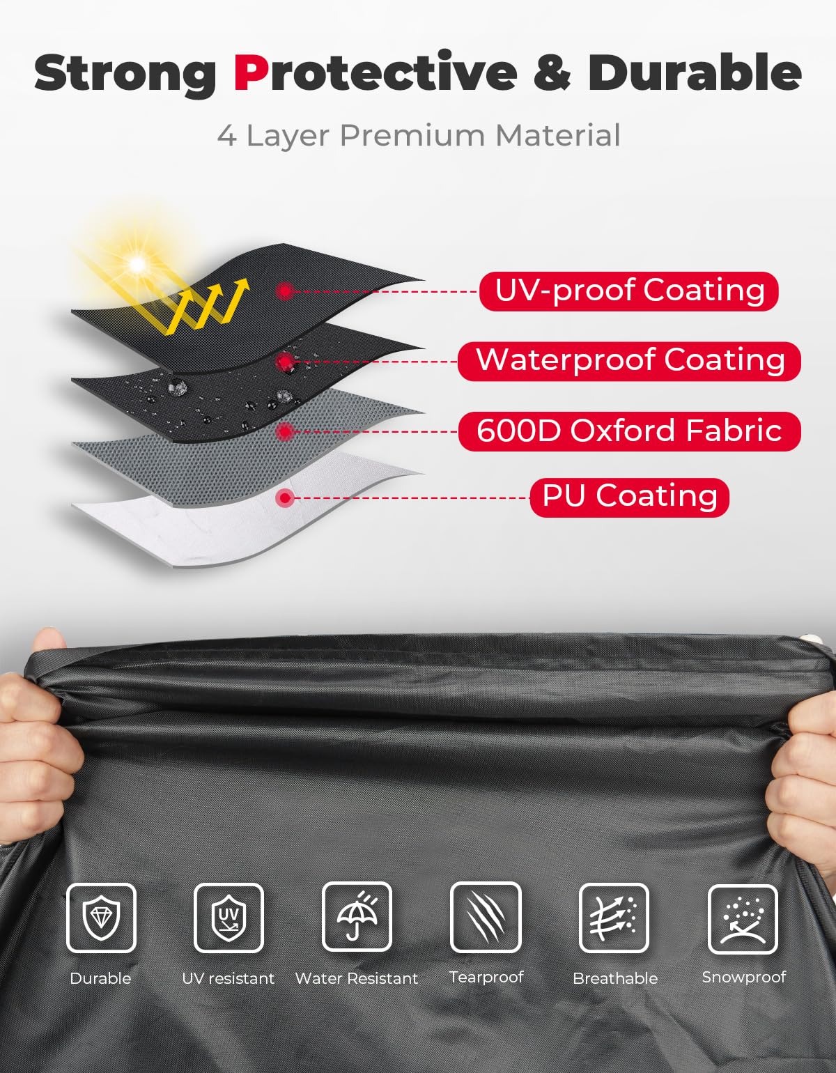 KEMIMOTO 600D Waterproof Golf Cart Cover, Universal Heavy Duty Large 6-Seater Golf Cart Rain Cover with Storage Bag Compatible with EZGO Club Car 6/4+2 Passenger, Black