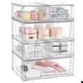 Vtopmart 3 Pack Stackable Storage Drawers, Easily Assemble Acrylic Bathroom Undersink Organizers,Clear Plastic Storage Bins for Closet,Cabinet,Pantry,Medicine Organization