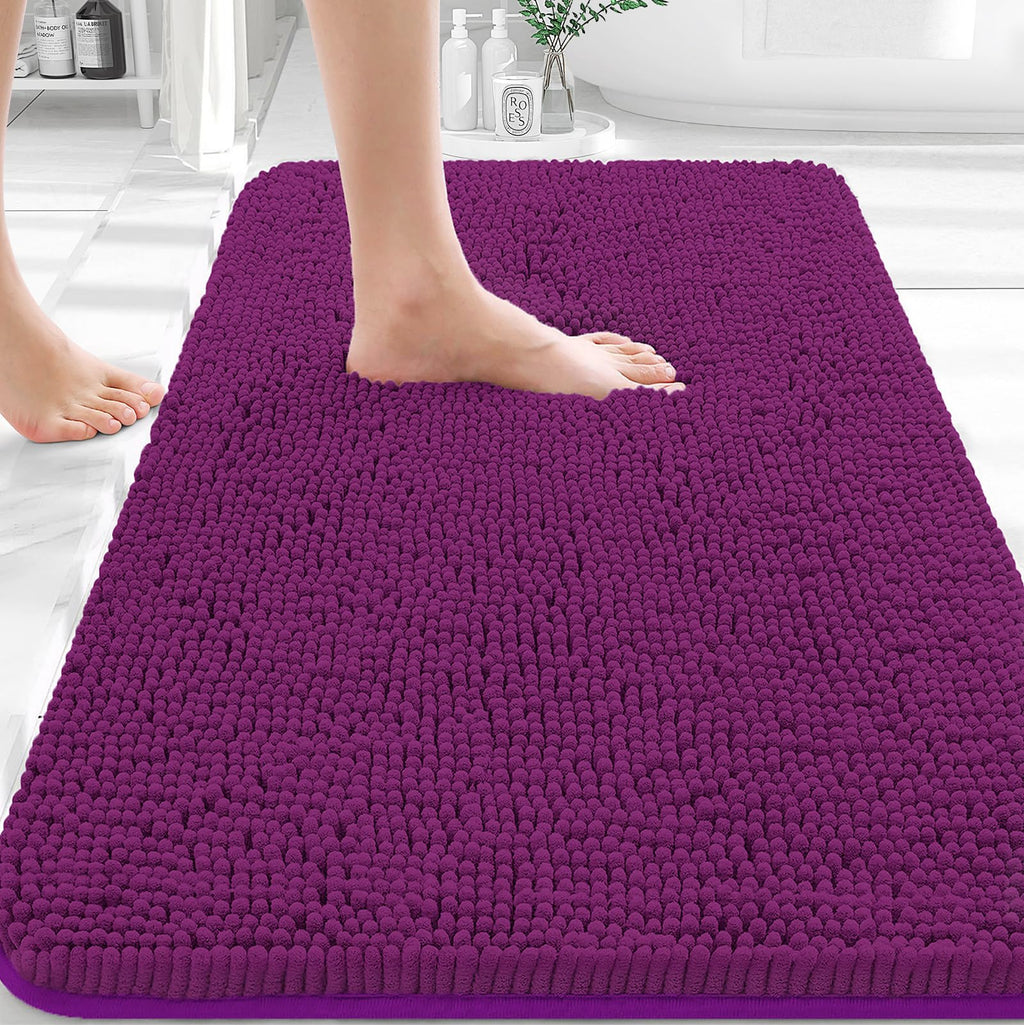 OLANLY Bathroom Rugs 30x20, Extra Soft Absorbent Chenille Bath Rugs, Rubber Backing Quick Dry, Machine Washable Bath Mats for Bathroom Floor, Tub and Shower, Home Decor Accessories, Grey