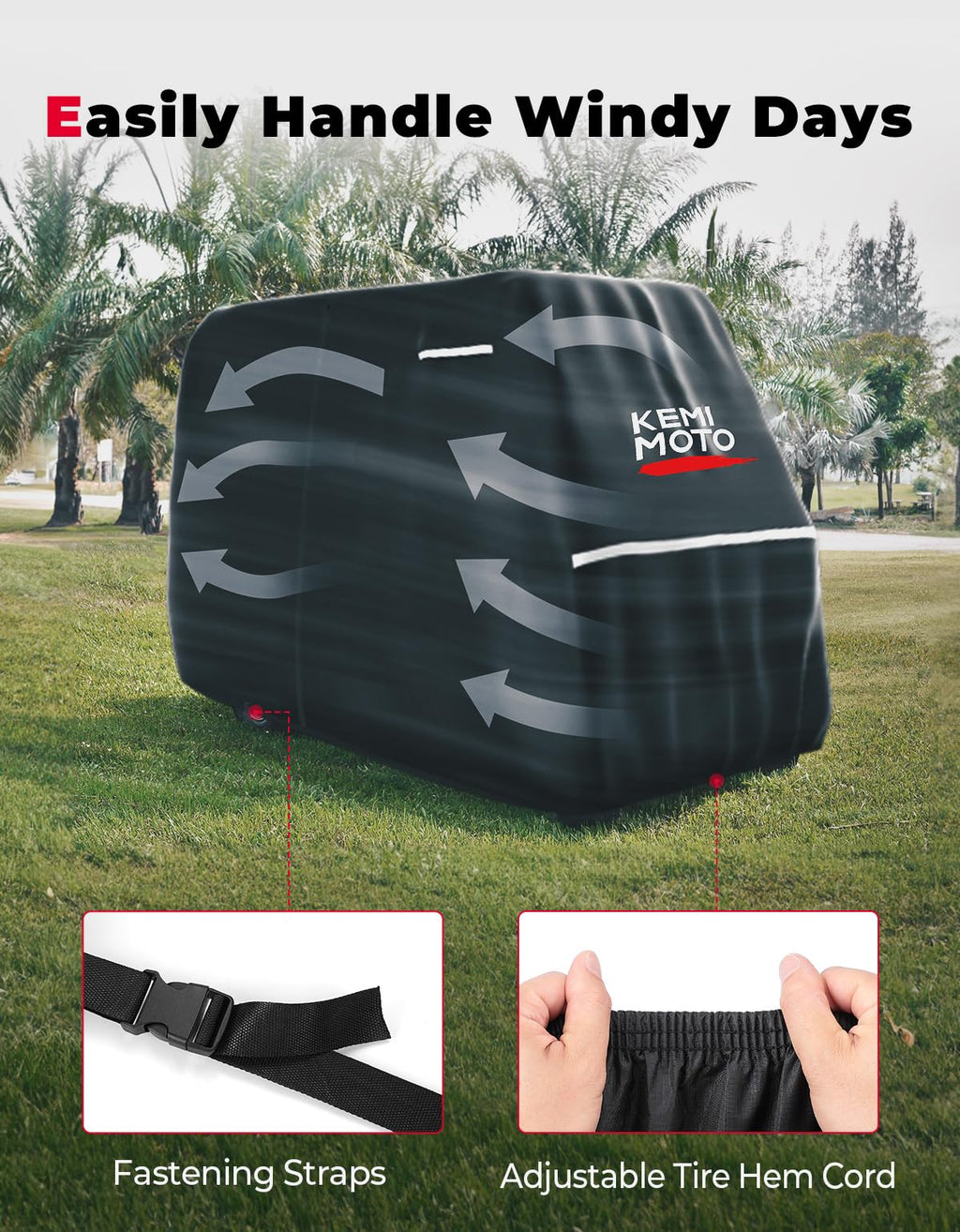 KEMIMOTO 600D Waterproof Golf Cart Cover, Universal Heavy Duty Large 6-Seater Golf Cart Rain Cover with Storage Bag Compatible with EZGO Club Car 6/4+2 Passenger, Black