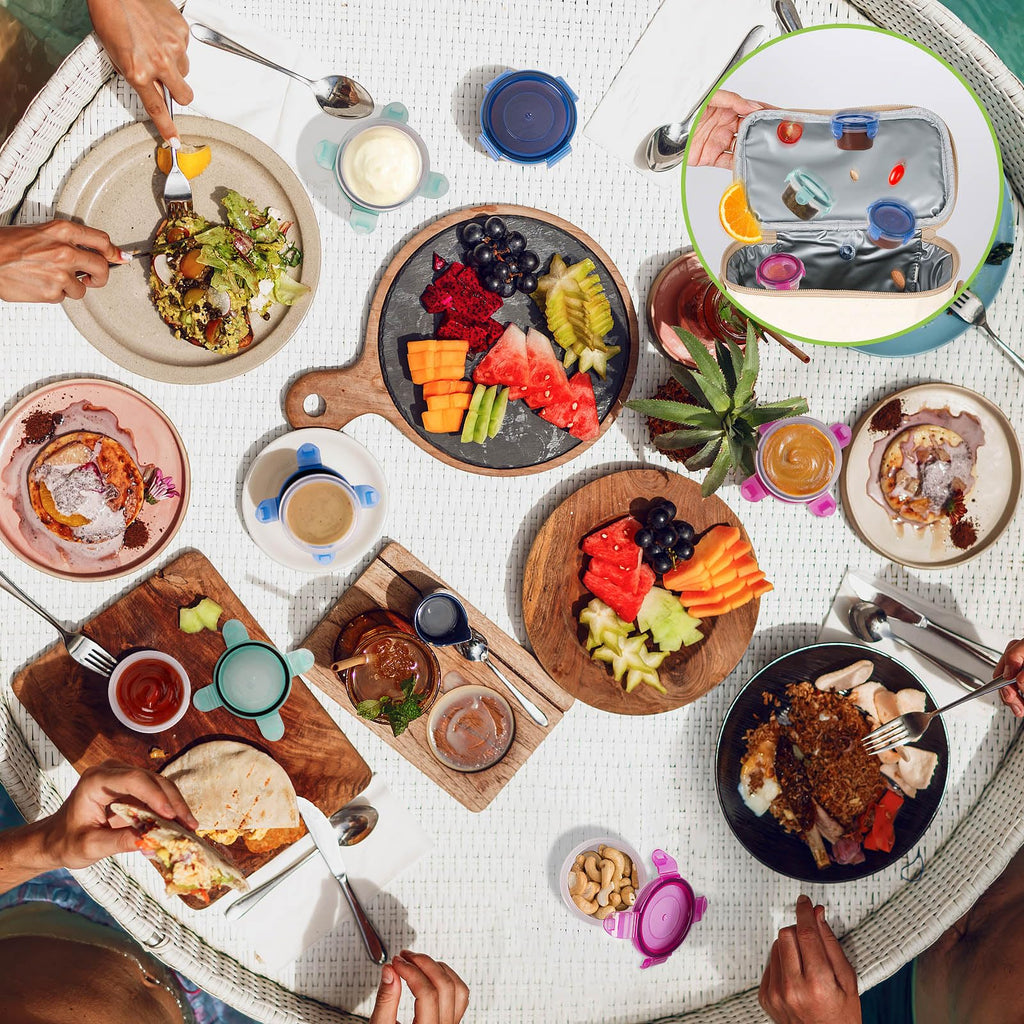 Freshmage Salad Dressing Container to Go, [6 Pack] 2.7 oz Small Condiment Containers with Leakproof Lids for On-the-Go Meals, Reusable Sauce Containers BPA-Free