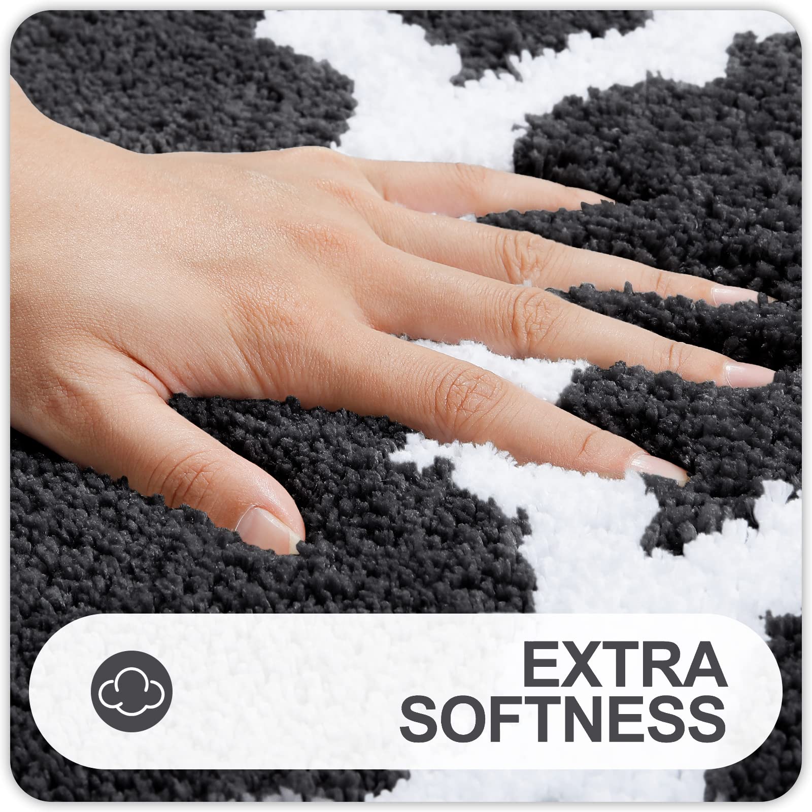 OLANLY Bathroom Rugs 24x16, Soft and Absorbent Microfiber Bath Rugs, Non-Slip Shaggy Shower Carpet, Machine Wash Dry, Bath Mats for Bathroom Floor, Tub and Shower, Grey