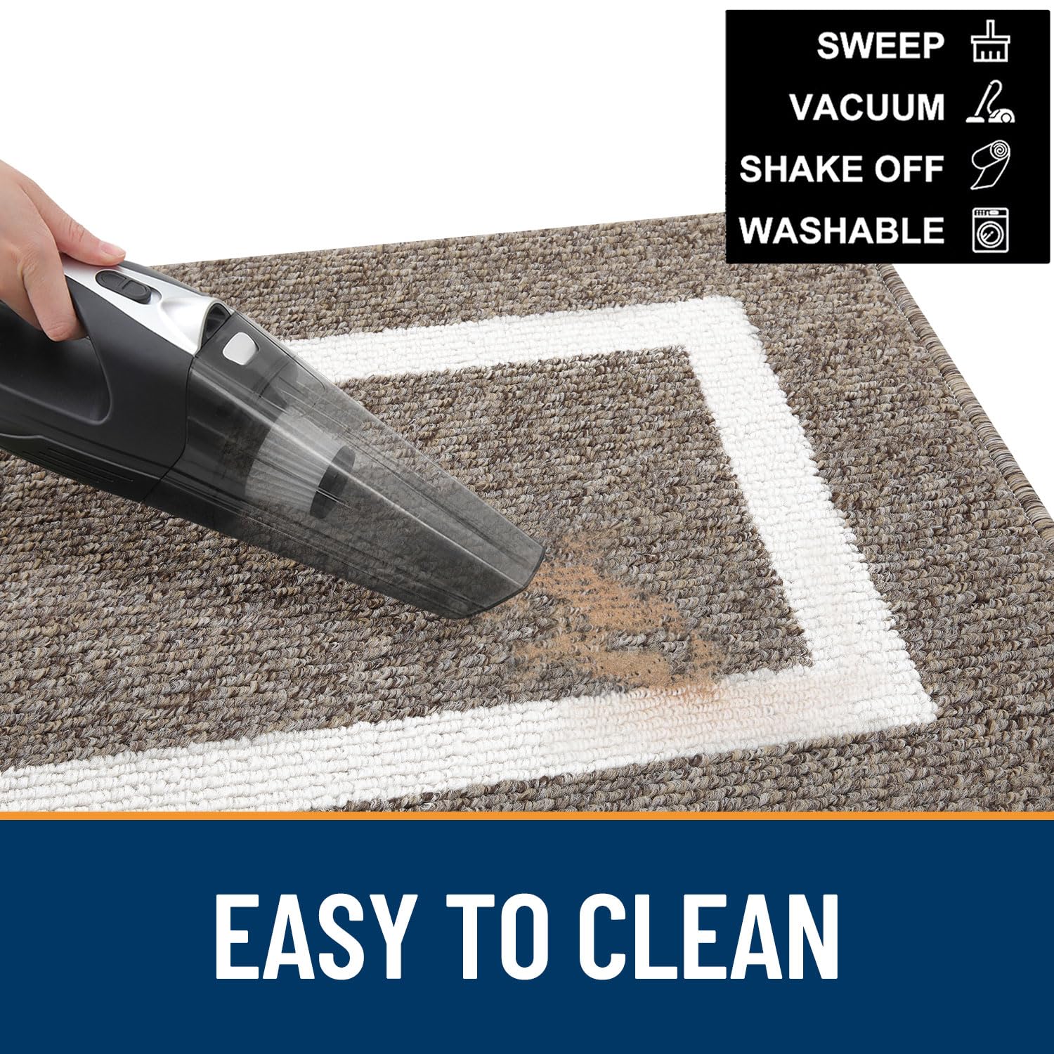 OLANLY Indoor Door Mat, 32x20, Non-Slip Absorbent Resist Dirt Entrance Mat, Washable Low-Profile Inside Entry Doormats for Entryway, Grey