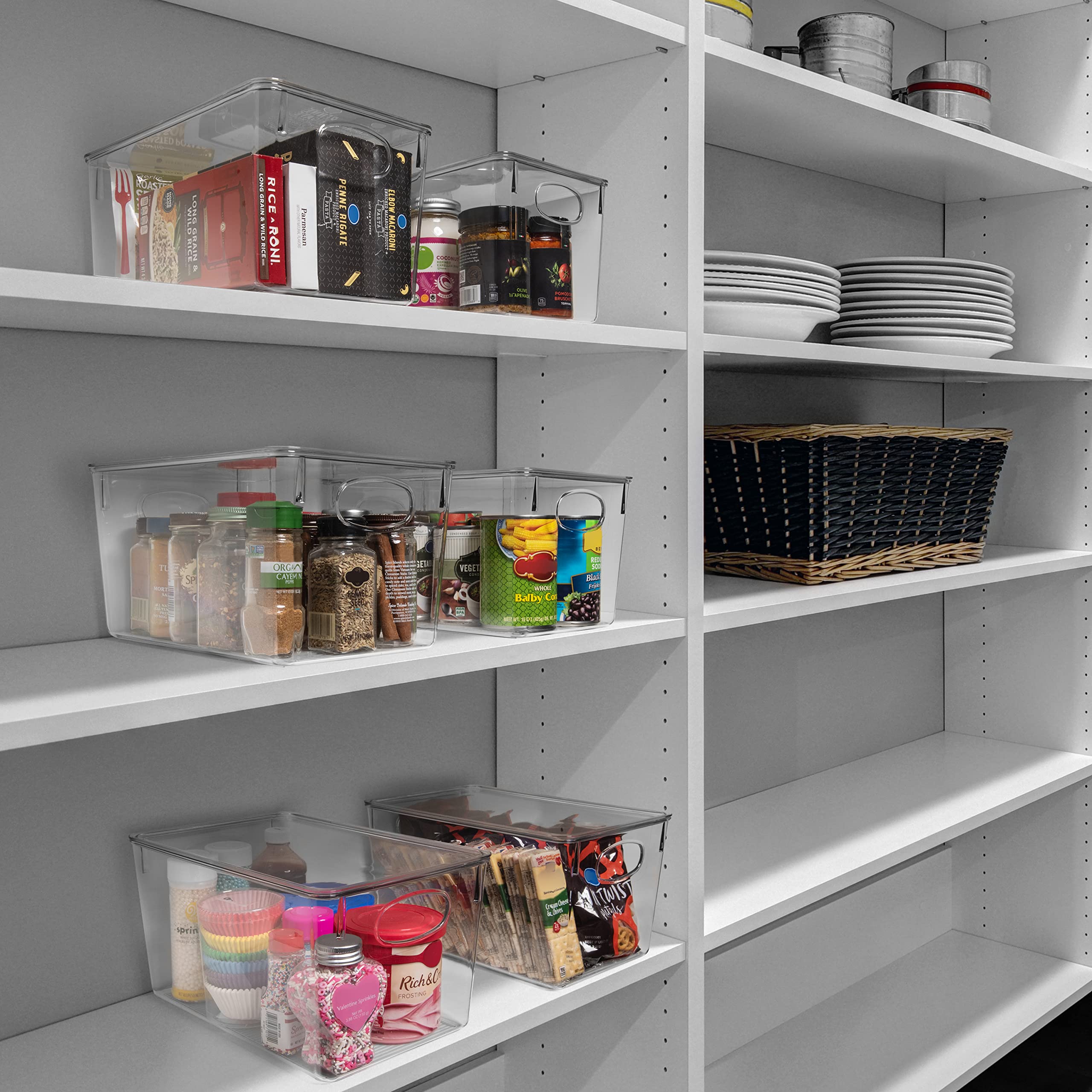 ClearSpace Plastic Storage Bins With lids, 4 Pack – Perfect Pantry Organization and Storage – Fridge Organizer, Pantry Storage Containers and Storage Bins, Cabinet Organizers