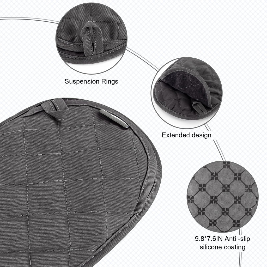 KEGOUU Pot Holders 2pcs Sets,Oven Hot Pads Featuring Silicone Non-Slip Coating,Heat Resistant Potholders for Kitchen Bakeware Cooking