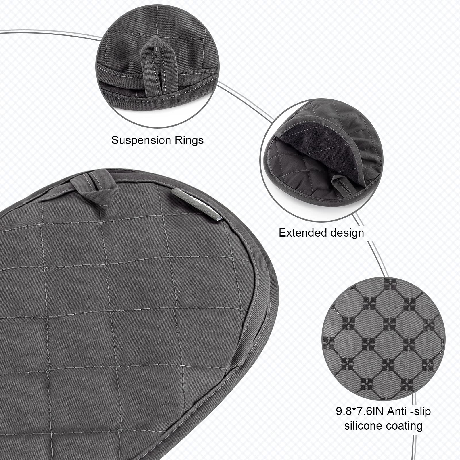 KEGOUU Pot Holders 2pcs Sets,Oven Hot Pads Featuring Silicone Non-Slip Coating,Heat Resistant Potholders for Kitchen Bakeware Cooking