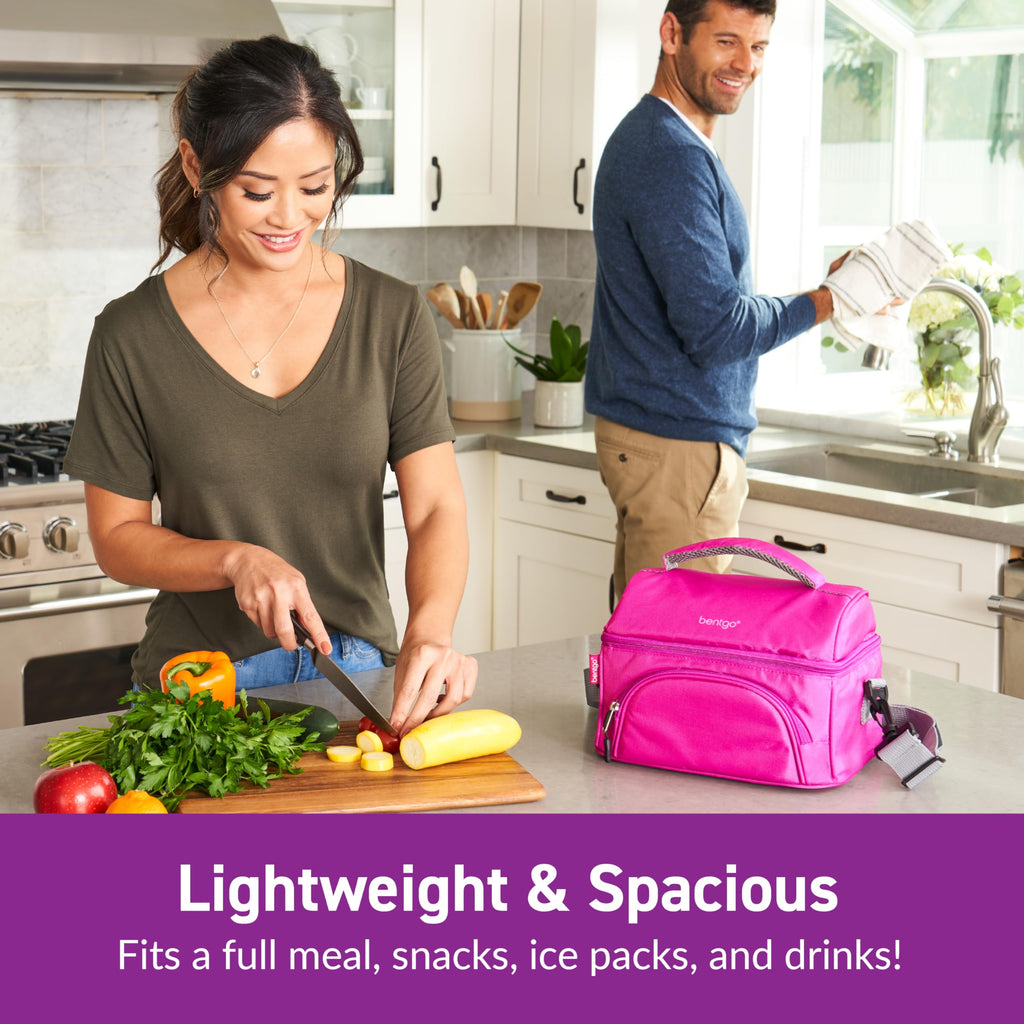 Bentgo® Deluxe Lunch Bag - Durable and Insulated Lunch Tote with Zippered Outer Pocket, Internal Mesh Pocket, Padded & Adjustable Straps, & 2-Way Zippers - Fits Most Lunch Boxes (Carbon Black)