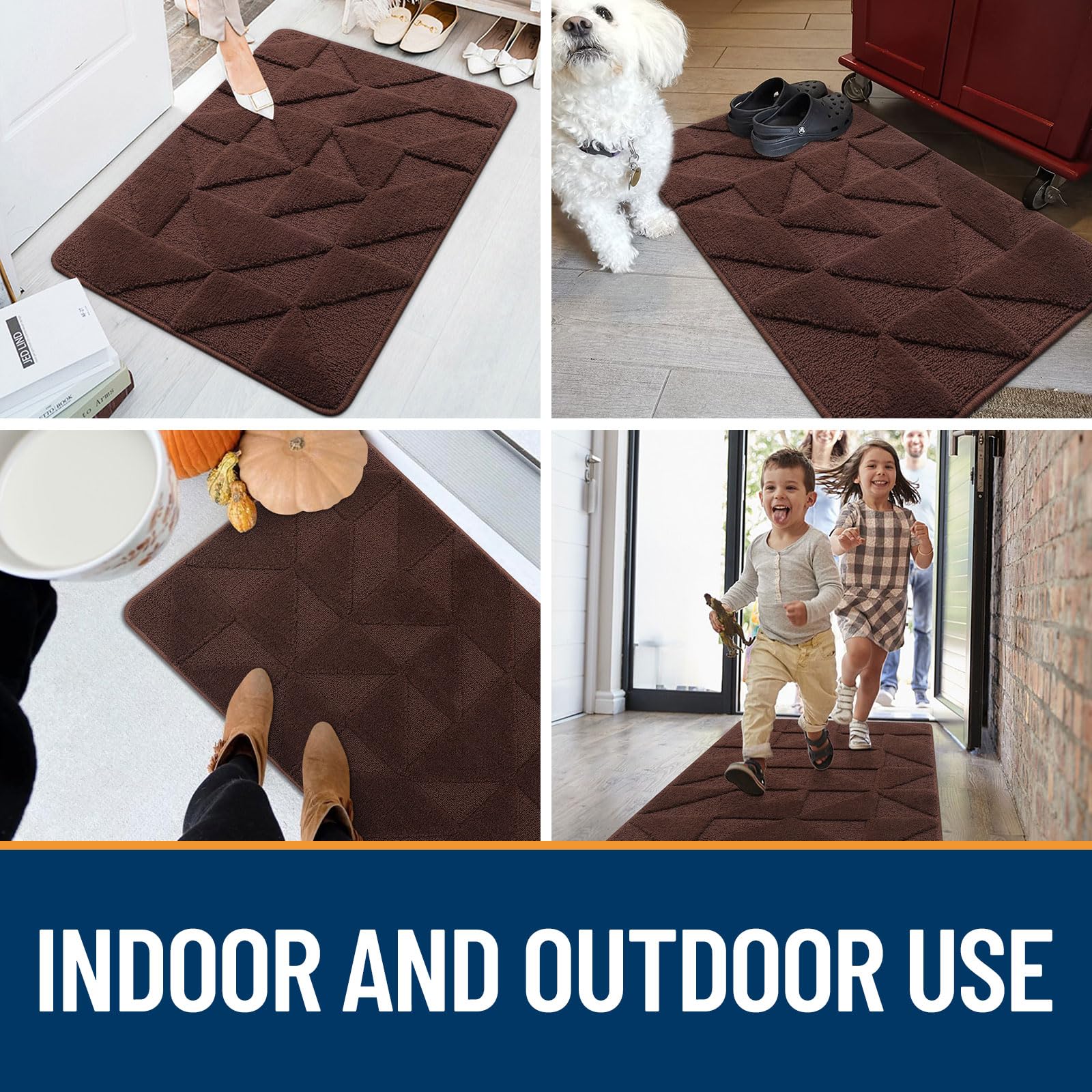 OLANLY Door Mats Indoor, Non-Slip, Absorbent, Dirt Resist, Entrance Washable Mat, Low-Profile Inside Entry Doormat for Entryway (32x20 inches, Grey)