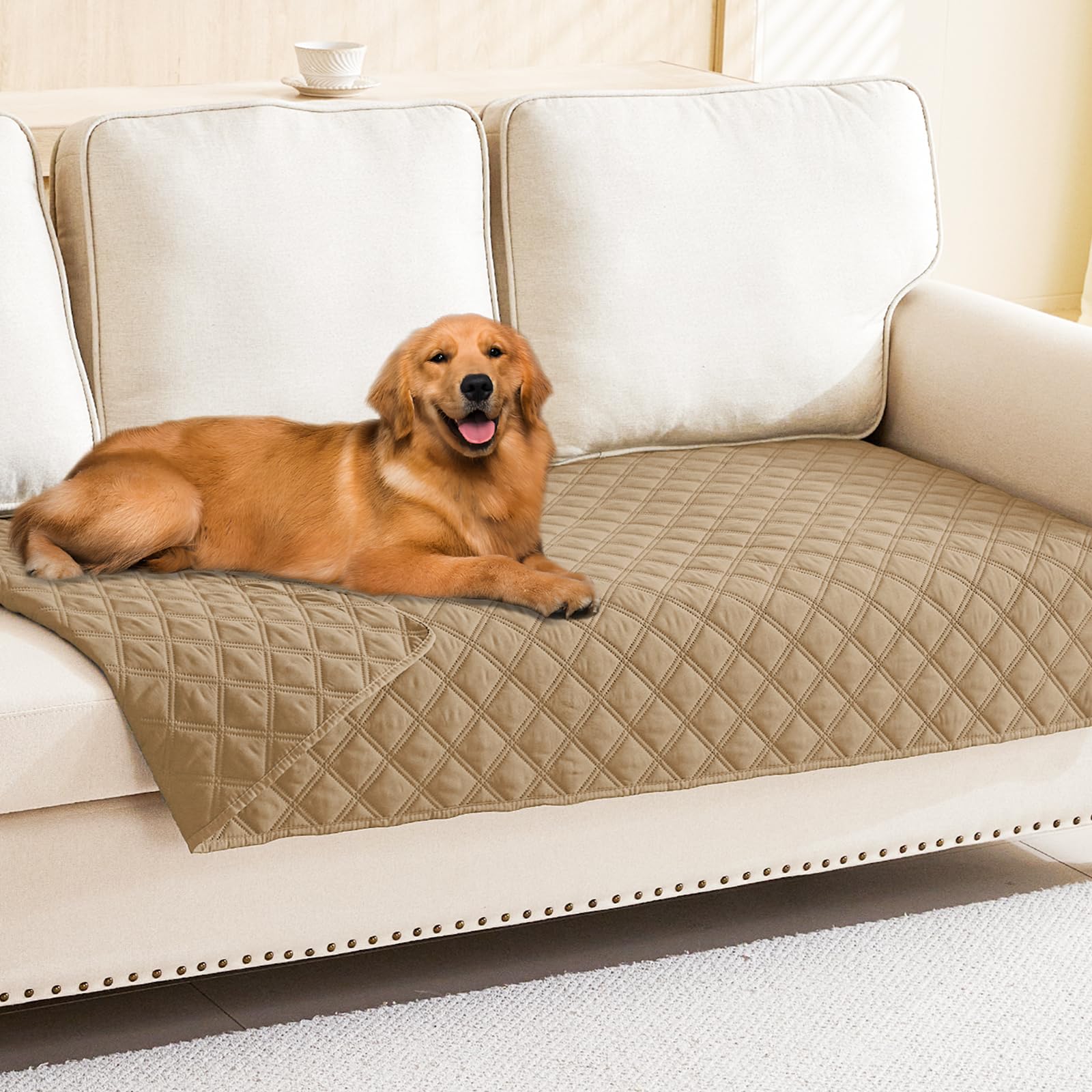 Smiry Waterproof Couch Covers for Dogs Washable, Reversible Pet Couch Covers for 3 Cushion Sofa Pet Friendly, Soft Sofa Furniture Protector for Dogs Cat Kids, Checkered (30"x70", Grey/Dark Grey)