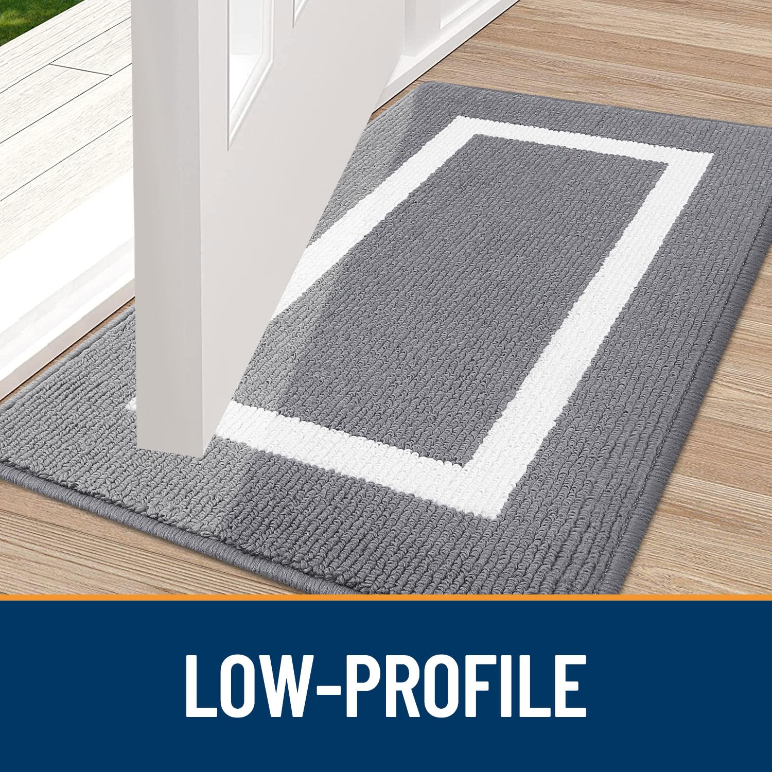 OLANLY Indoor Door Mat, 32x20, Non-Slip Absorbent Resist Dirt Entrance Mat, Washable Low-Profile Inside Entry Doormats for Entryway, Grey