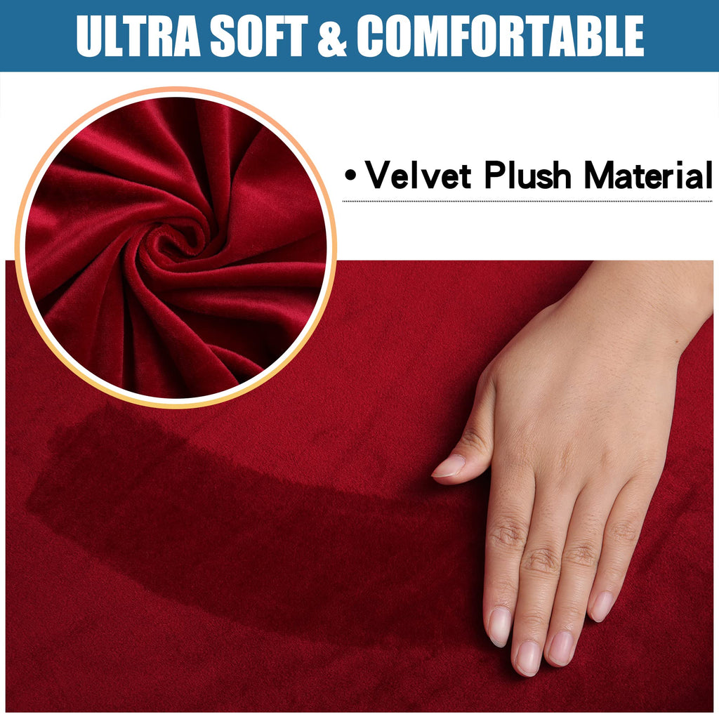 Smiry Velvet Seat Covers for Dining Room Chair Set of 4, Stretch Fit Removable Washable Chair Seat Cushion Protector Slipcovers with Ties, Black