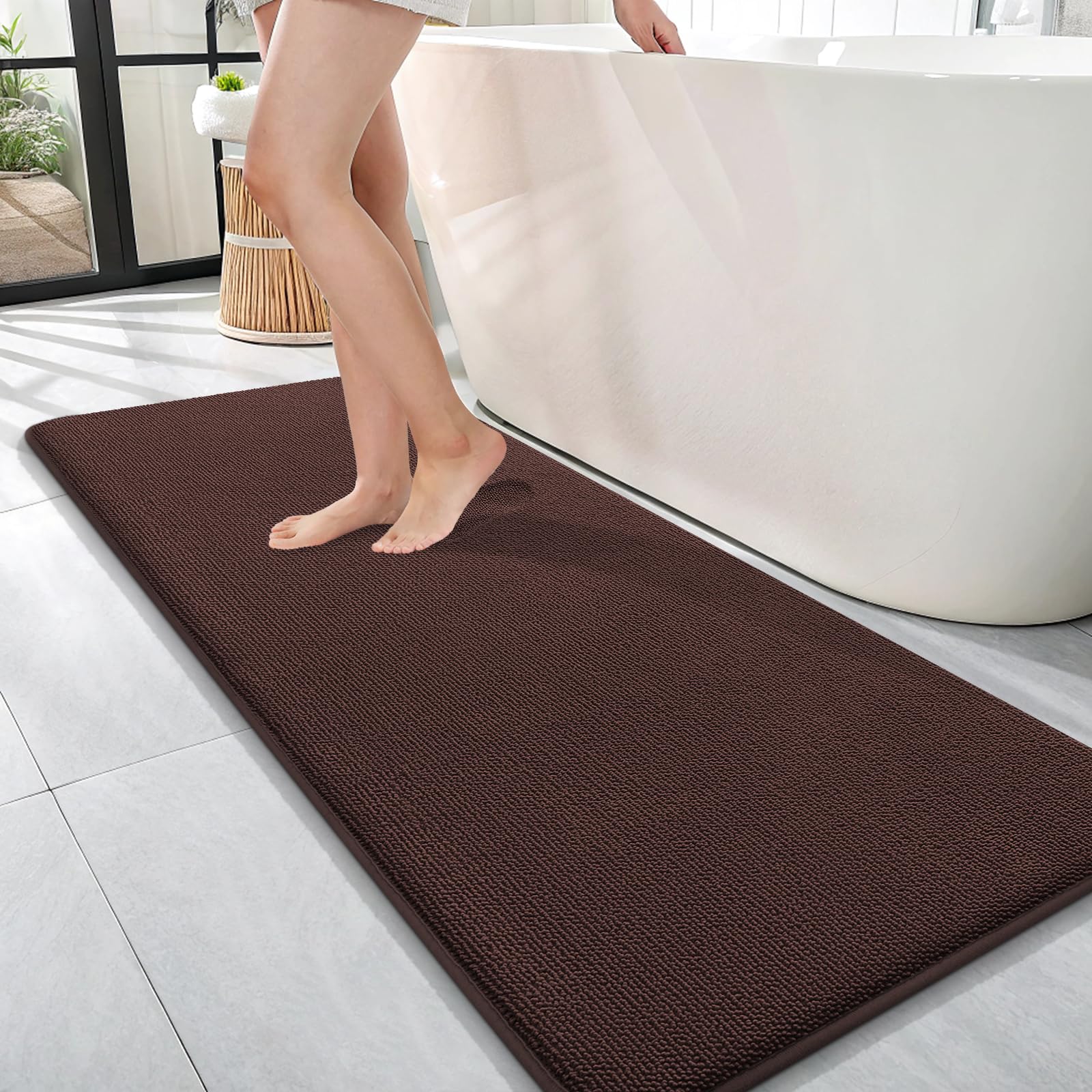 OLANLY Thick Memory Foam Bath Mat Rug 30x20, Extra Soft Absorbent Bathroom Rugs, Quick Dry Bath Mats, Non-Slip, Machine Washable Carpet for Bathroom, Tub and Shower, Home Decor Accessories, Grey