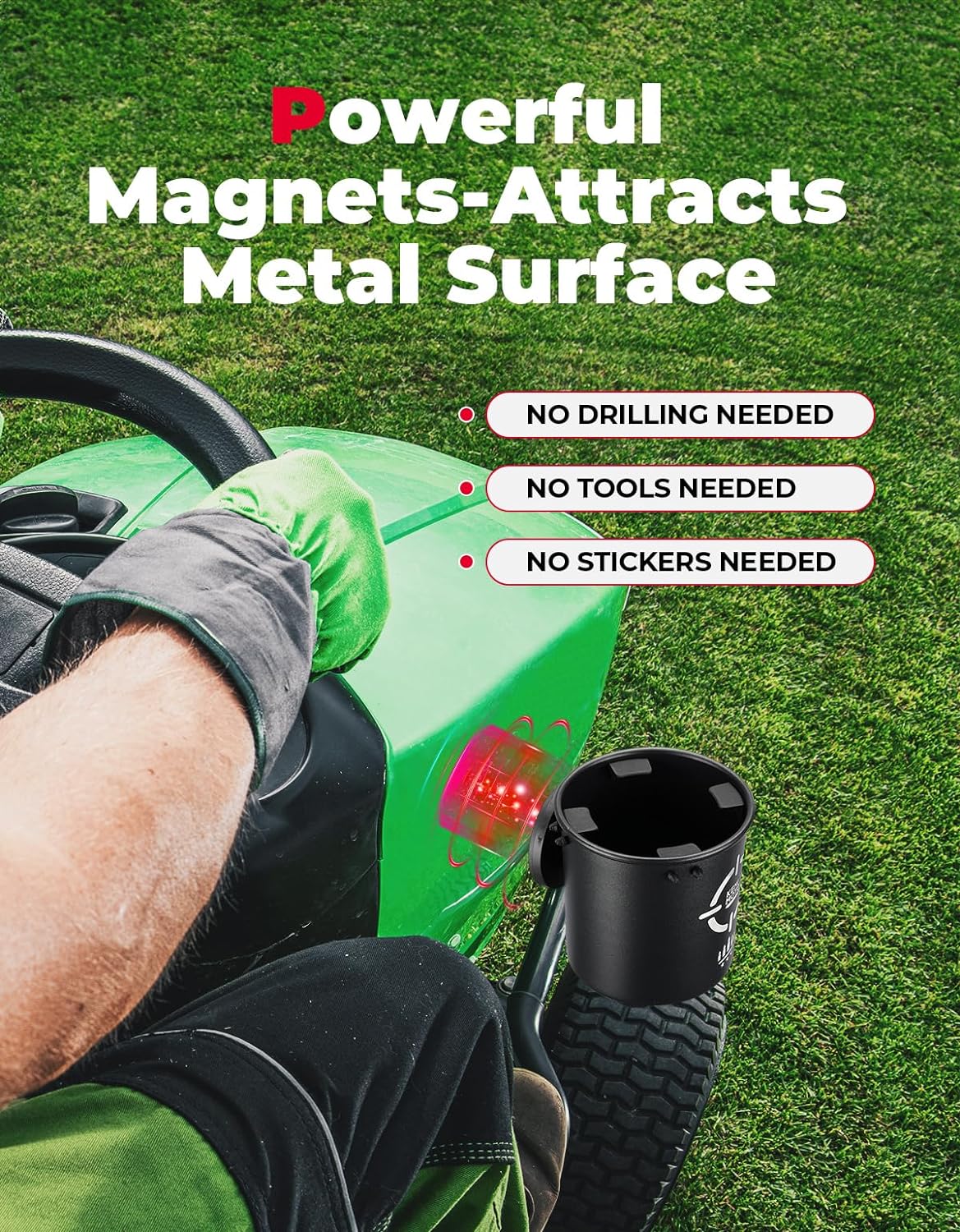 KEMIMOTO Magnetic Cup Holder, Magnetic Drink Holder for All Kinds of Cups and Bottles with a Diameter of 2.67"-3.85", Magnet Bottle Holder for Tractor Mower Truck School Bus Treadmill, Metal Surface