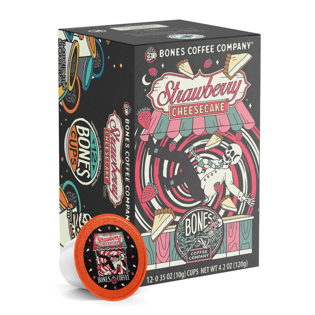 Bones Coffee Company Flavored Coffee Bones Cups Highland Grog Butterscotch Caramel | 12ct Single-Serve Coffee Pods Compatible with Keurig 1.0 & 2.0 Keurig Coffee Maker