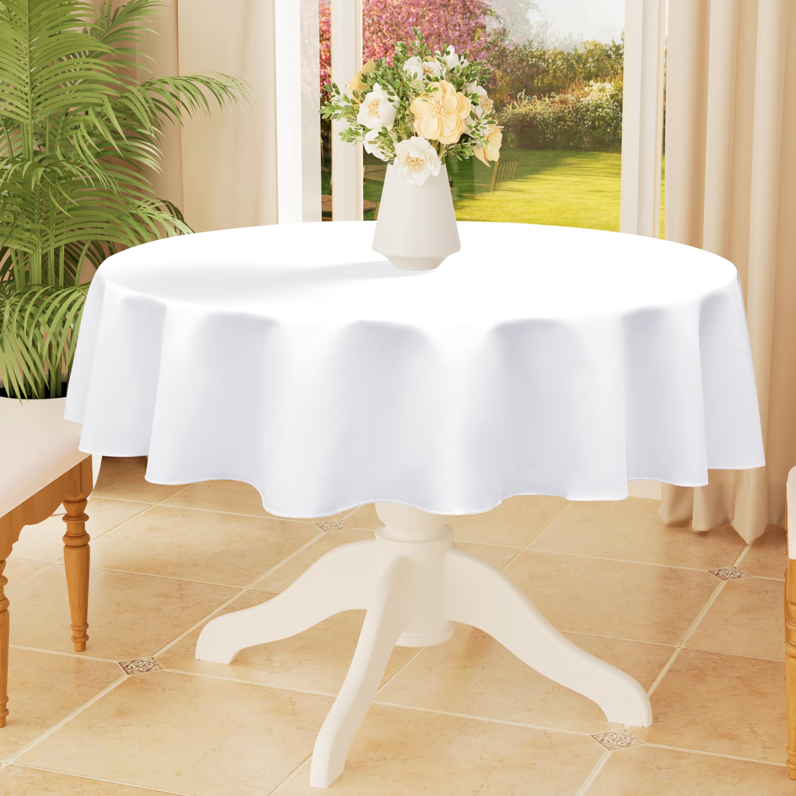 Smiry Rectangle Table Cloth, Waterproof Anti-Scratch Polyester Tablecloth, Decorative Washable Fabric Table Cover for Dining, Buffet, Parties and Outdoor, 60x84, Black