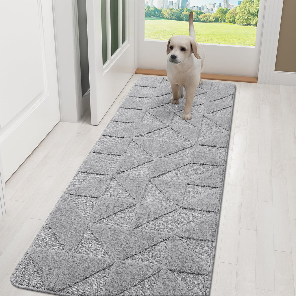 OLANLY Door Mats Indoor, Non-Slip, Absorbent, Dirt Resist, Entrance Washable Mat, Low-Profile Inside Entry Doormat for Entryway (32x20 inches, Grey)