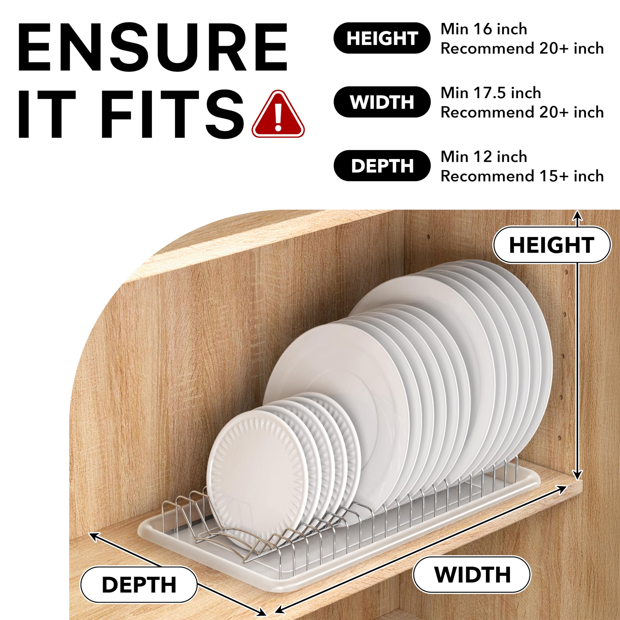 Simple Houseware Stainless Steel Plate Drying Rack with Drainboard, Chrome