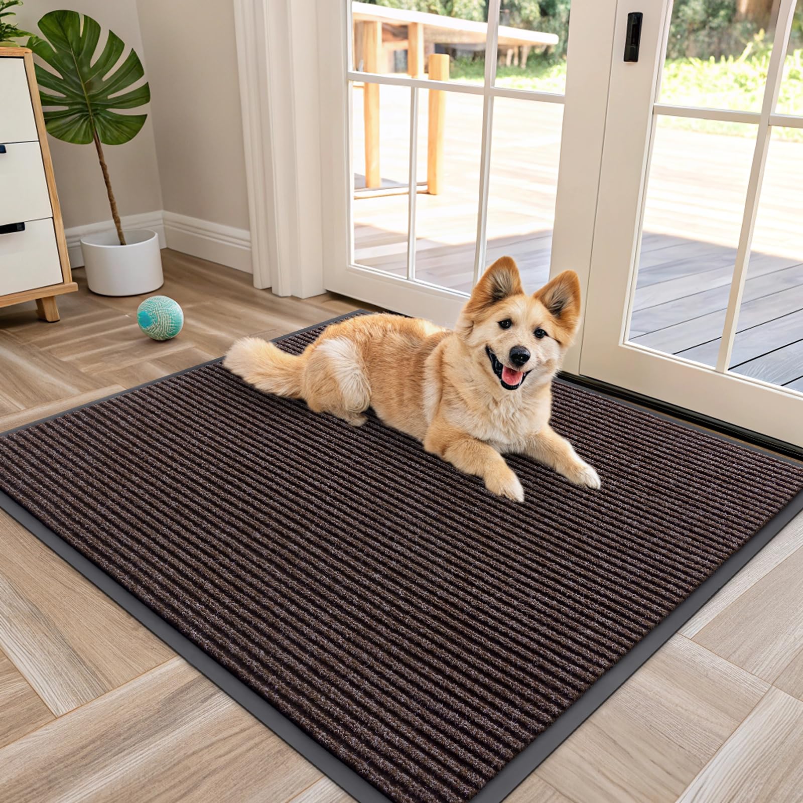OLANLY Front Door Mat Indoor Outdoor Entrance, Waterproof Heavy Duty Doormat, Fade Resistant, Low Profile, Easy Clean Patio Porch Welcome Floor Mats for Entry, 29.5x17, Grey