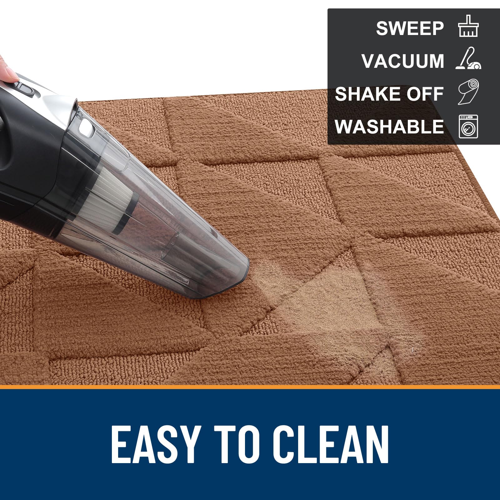 OLANLY Door Mats Indoor, Non-Slip, Absorbent, Dirt Resist, Entrance Washable Mat, Low-Profile Inside Entry Doormat for Entryway (32x20 inches, Grey)